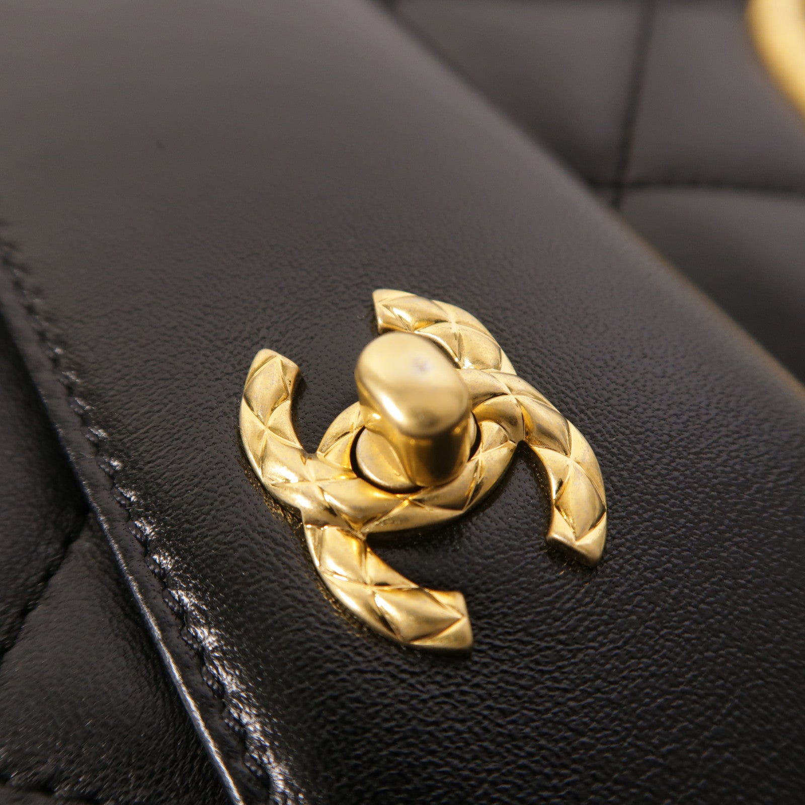 CHANEL 羊皮皮革2 Way Shoulder金扣手挽肩背兩用袋