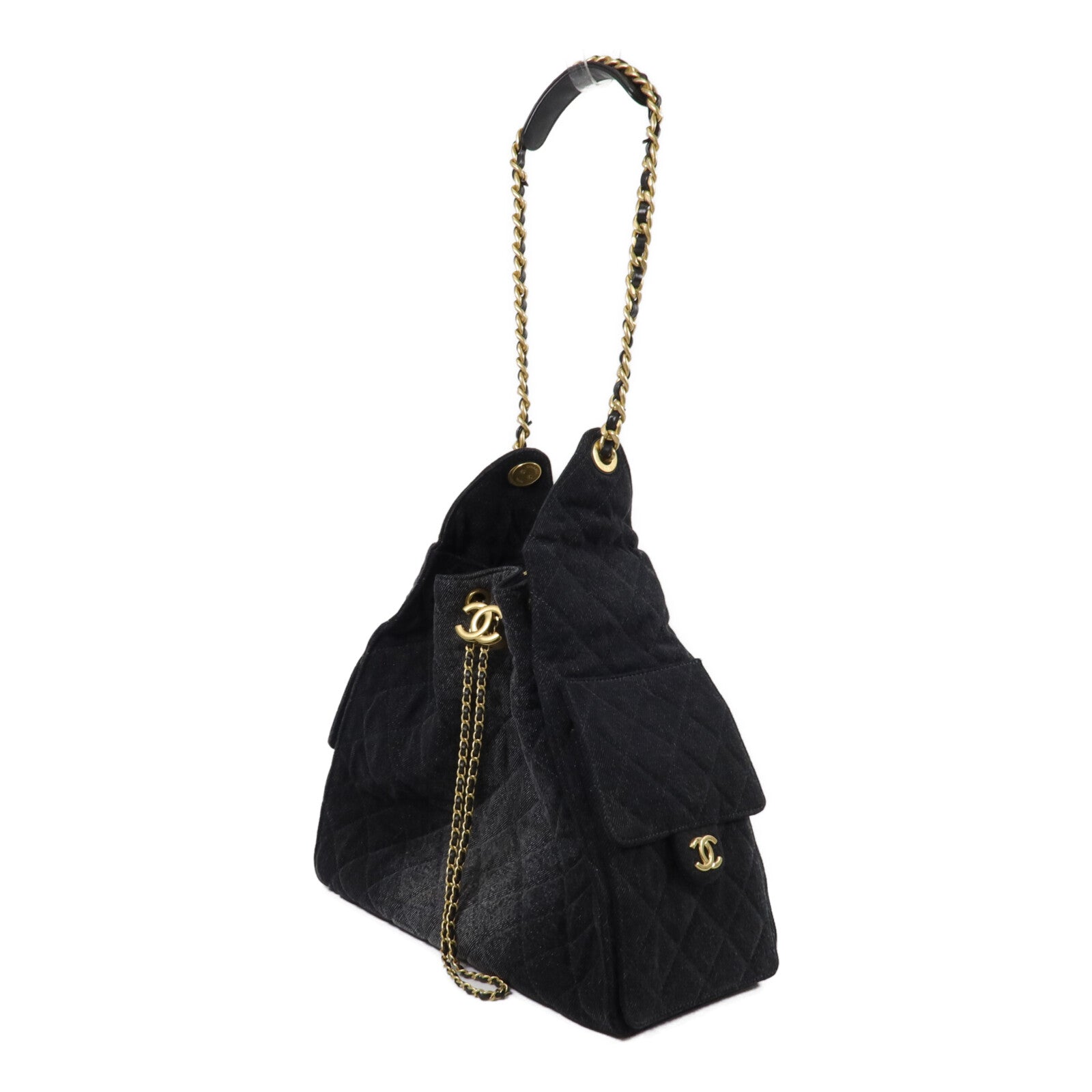 CHANEL 牛仔布Chanel 25 Medium鏈帶肩背袋