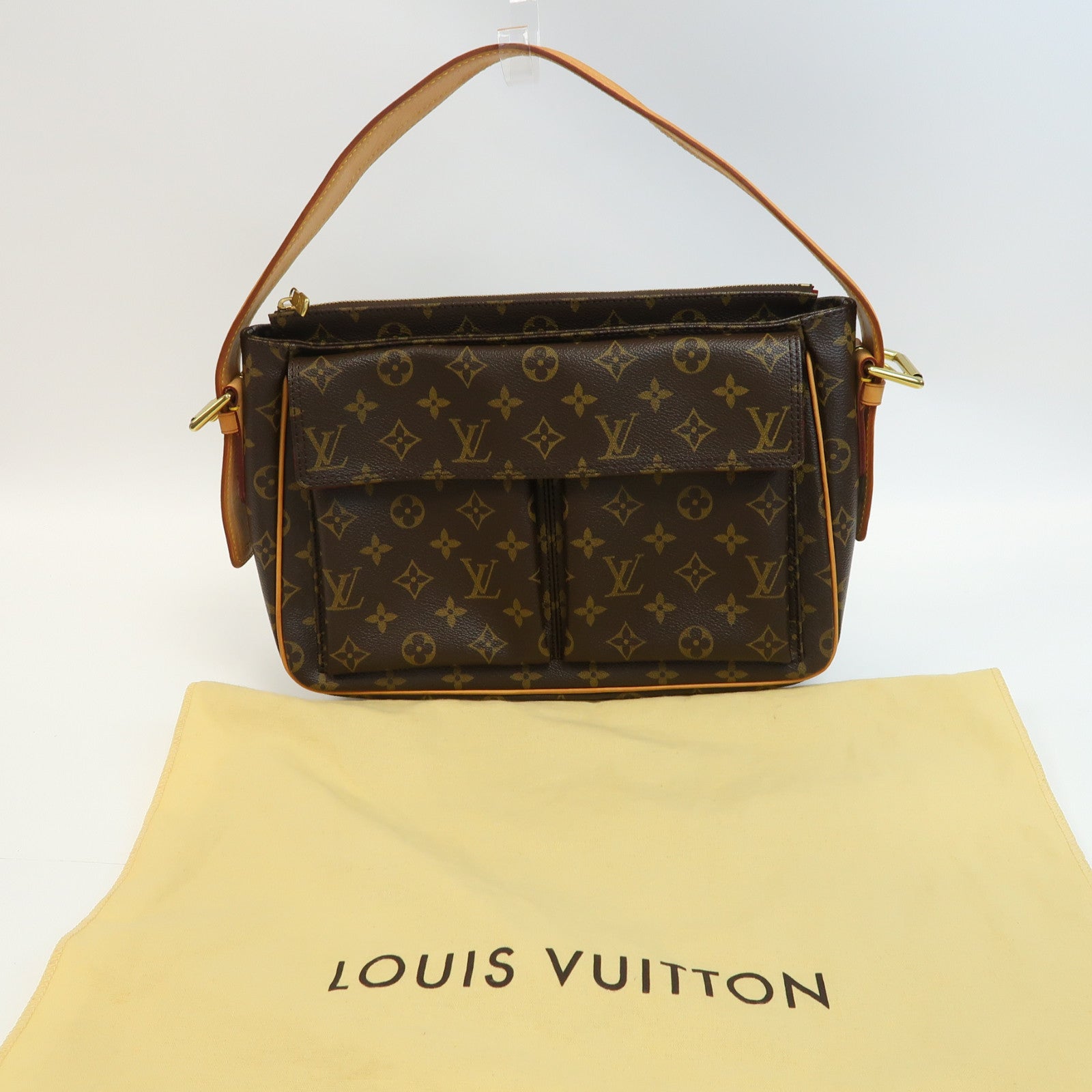 LOUIS VUITTON Monogram Viva Cite GM金扣肩背袋啡色