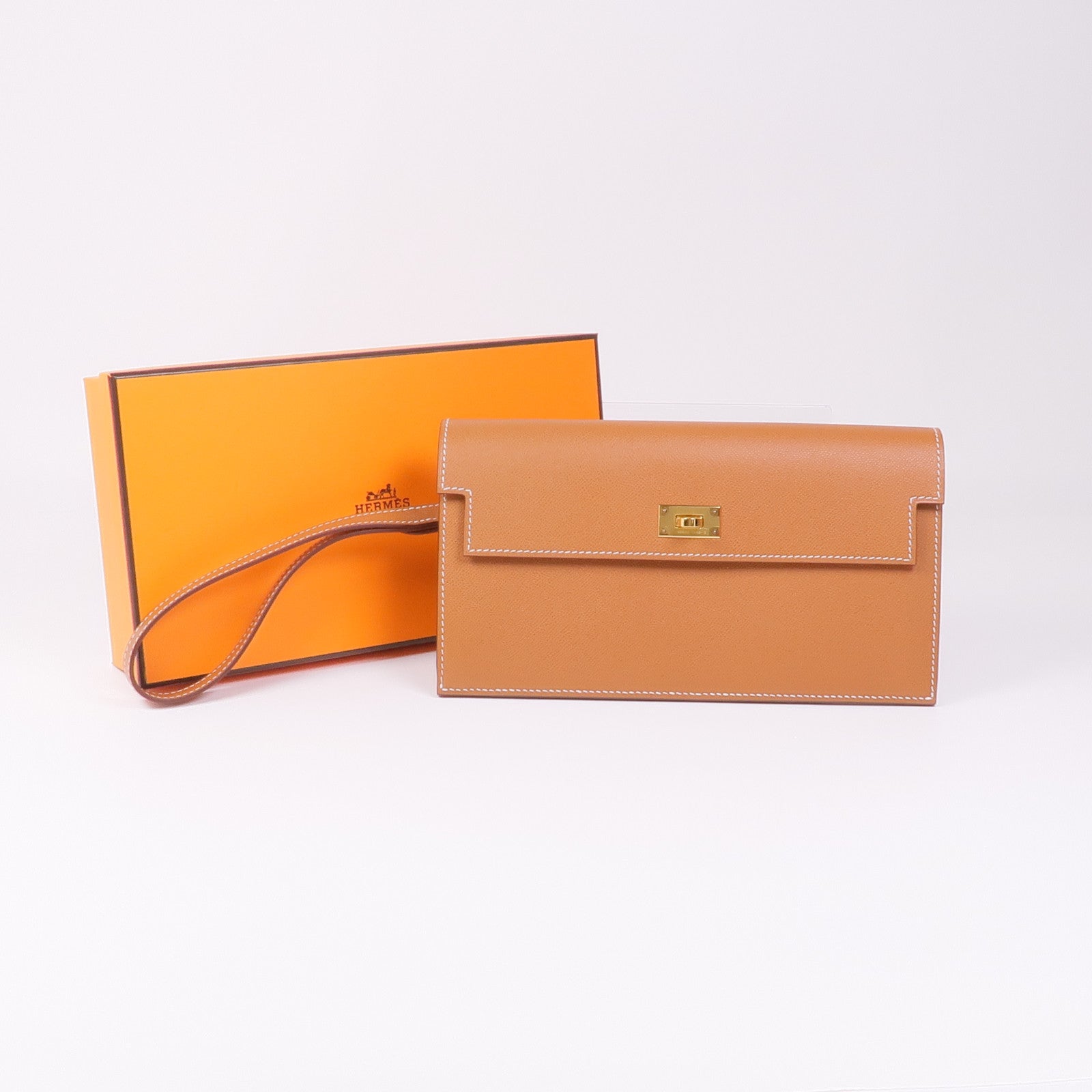 HERMES 【激減優惠】Epsom皮革Kelly Pocket Long Wallet金扣長錢包37 Gold
