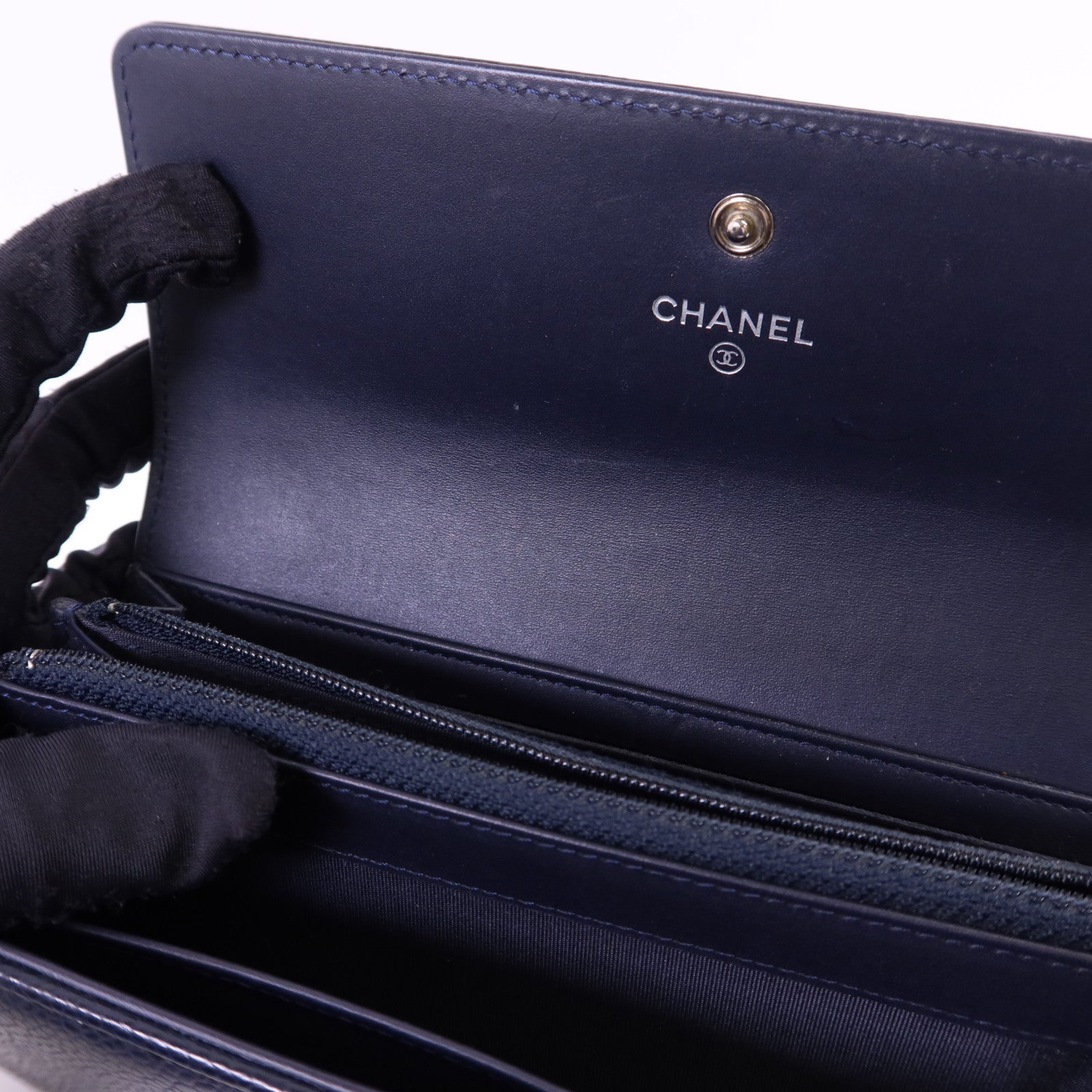 CHANEL 牛皮皮革Long Wallet銀扣長錢包