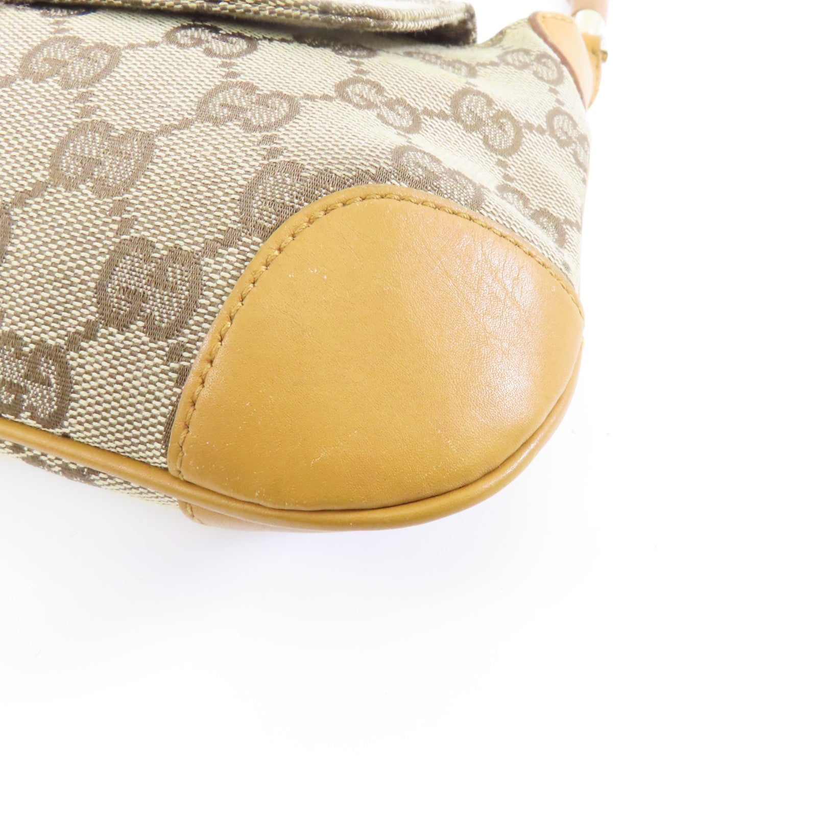 GUCCI 帆布Handbag銀扣手挽袋棕色