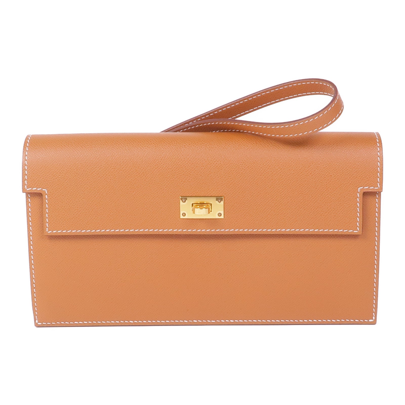 HERMES 【激減優惠】Epsom皮革Kelly Pocket Long Wallet金扣長錢包37 Gold