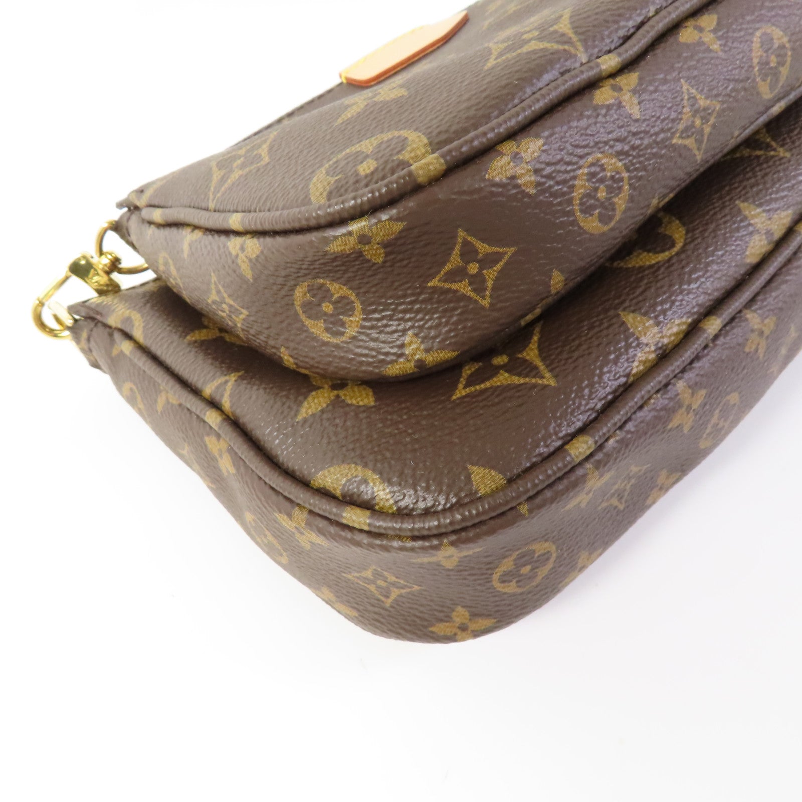 LOUIS VUITTON Monogram Multi Pochette Accessoires金扣手挽肩背兩用袋棕色