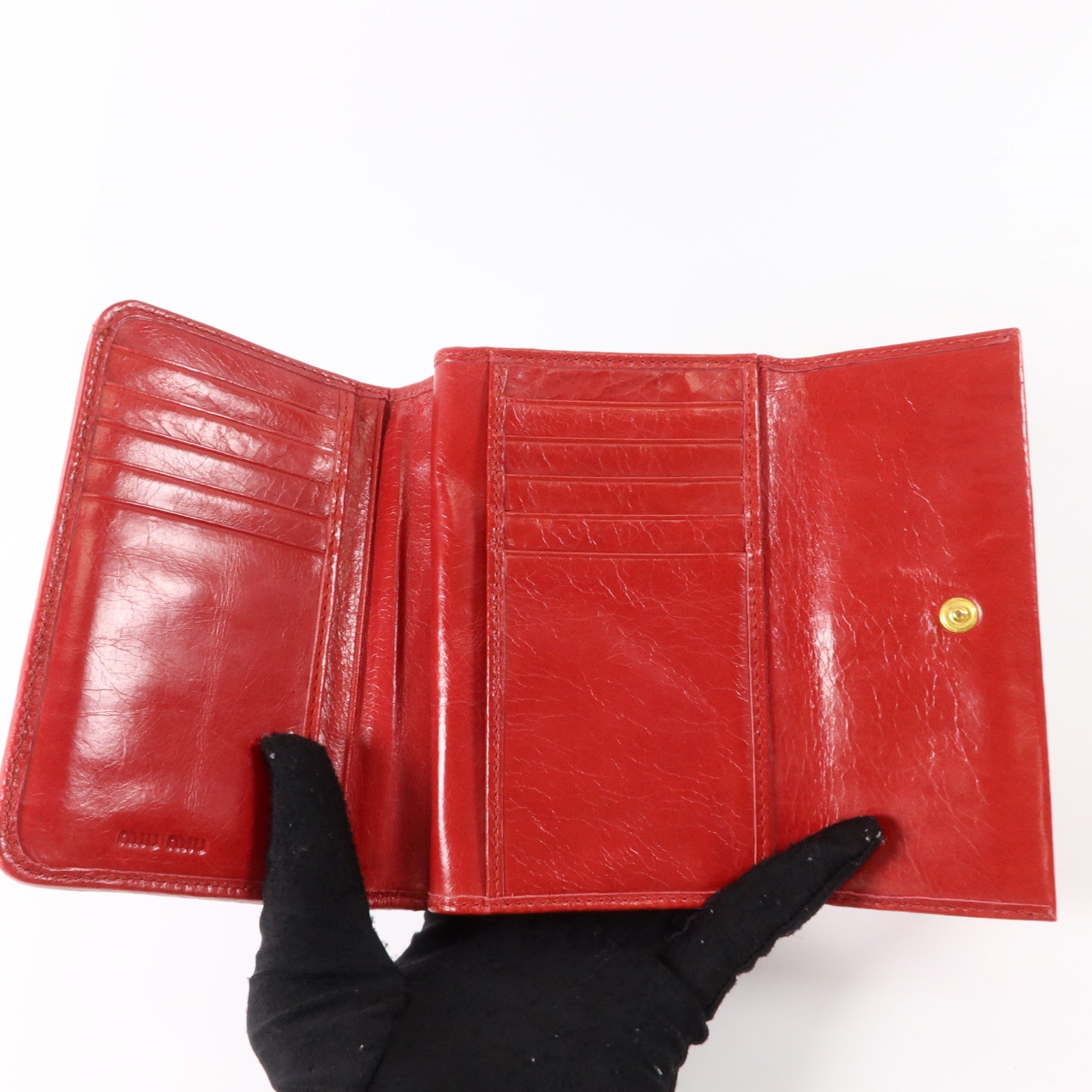 Miu Miu 羊皮皮革Matelasse Nappa Fold Zipper Wallet金扣錢包