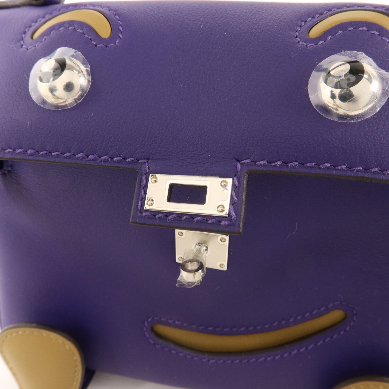 HERMES Swift皮革Kelly Doll手挽袋Purple/Dune