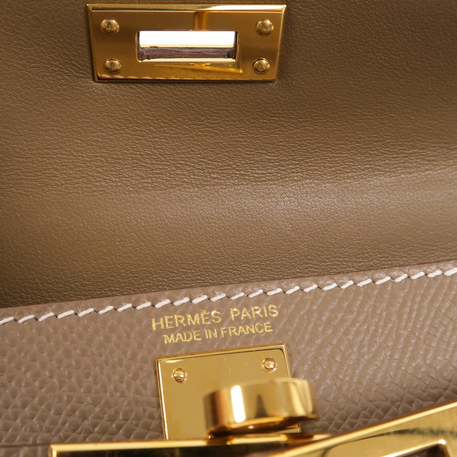 HERMES Epsom皮革Mini Kelly手挽肩背兩用袋Etoupe