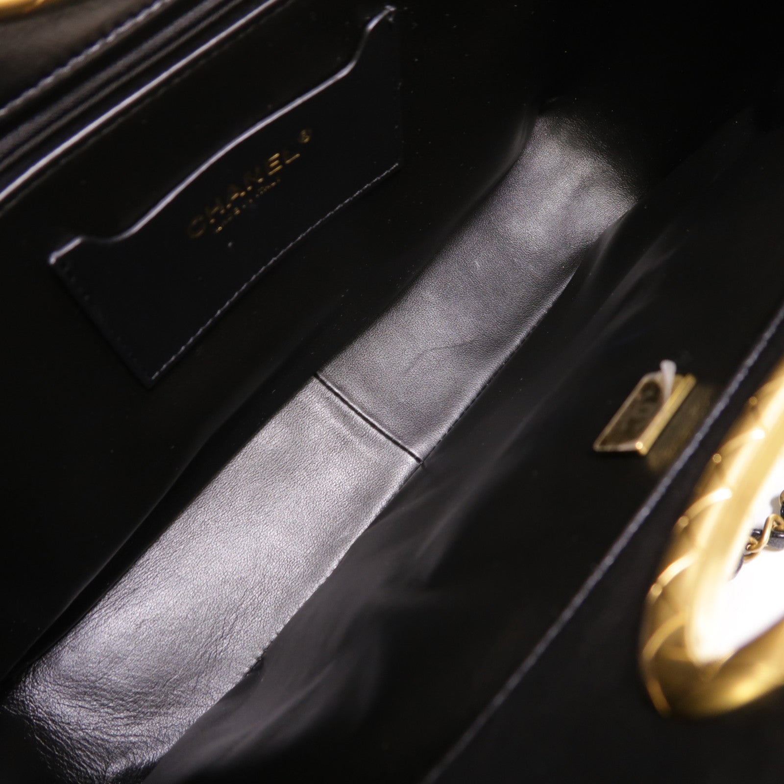 CHANEL 羊皮皮革2 Way Shoulder金扣手挽肩背兩用袋