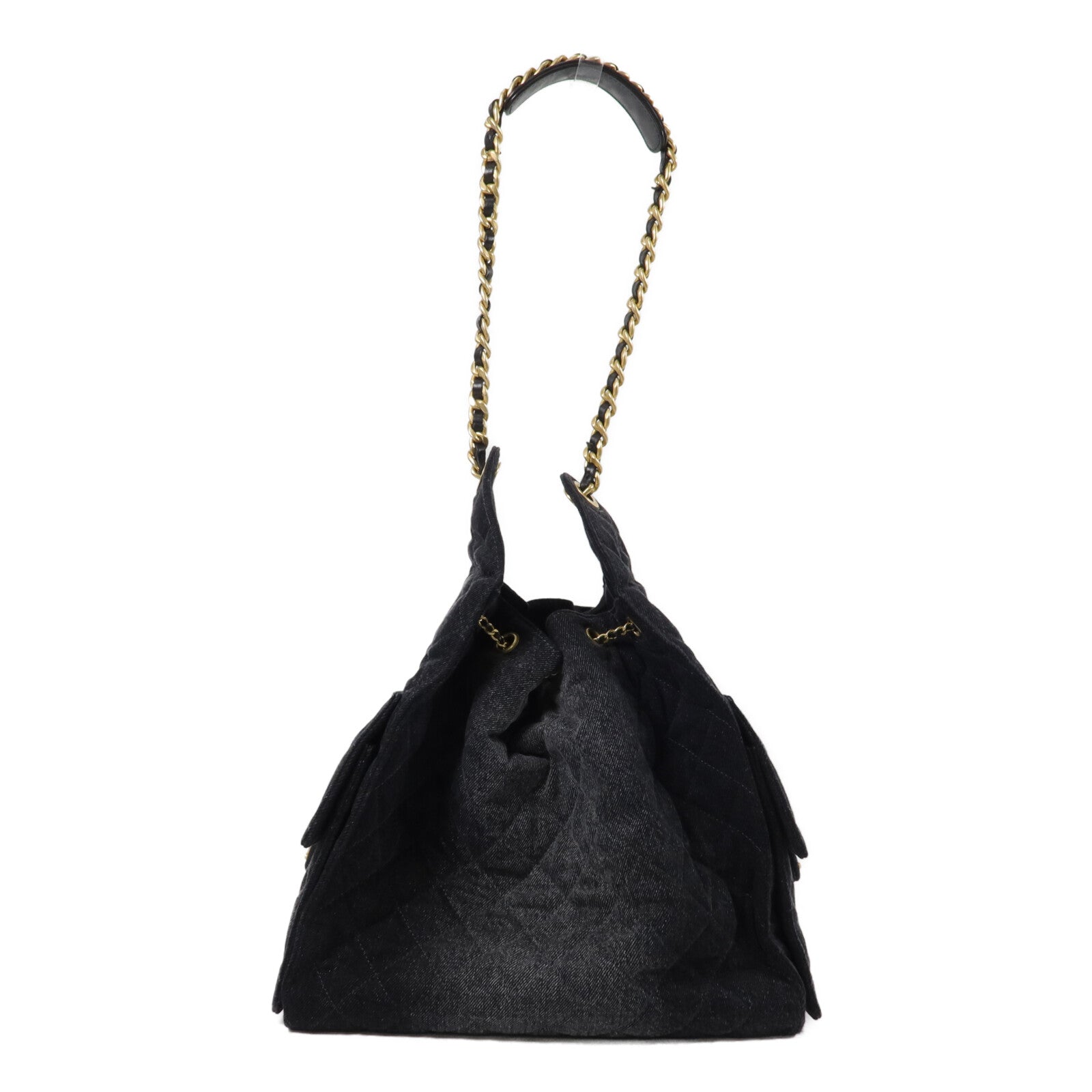 CHANEL 牛仔布Chanel 25 Medium鏈帶肩背袋