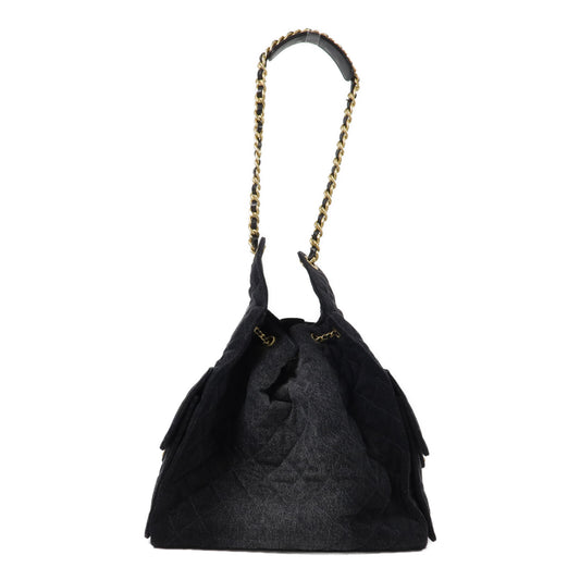 CHANEL 牛仔布Chanel 25 Medium鏈帶肩背袋