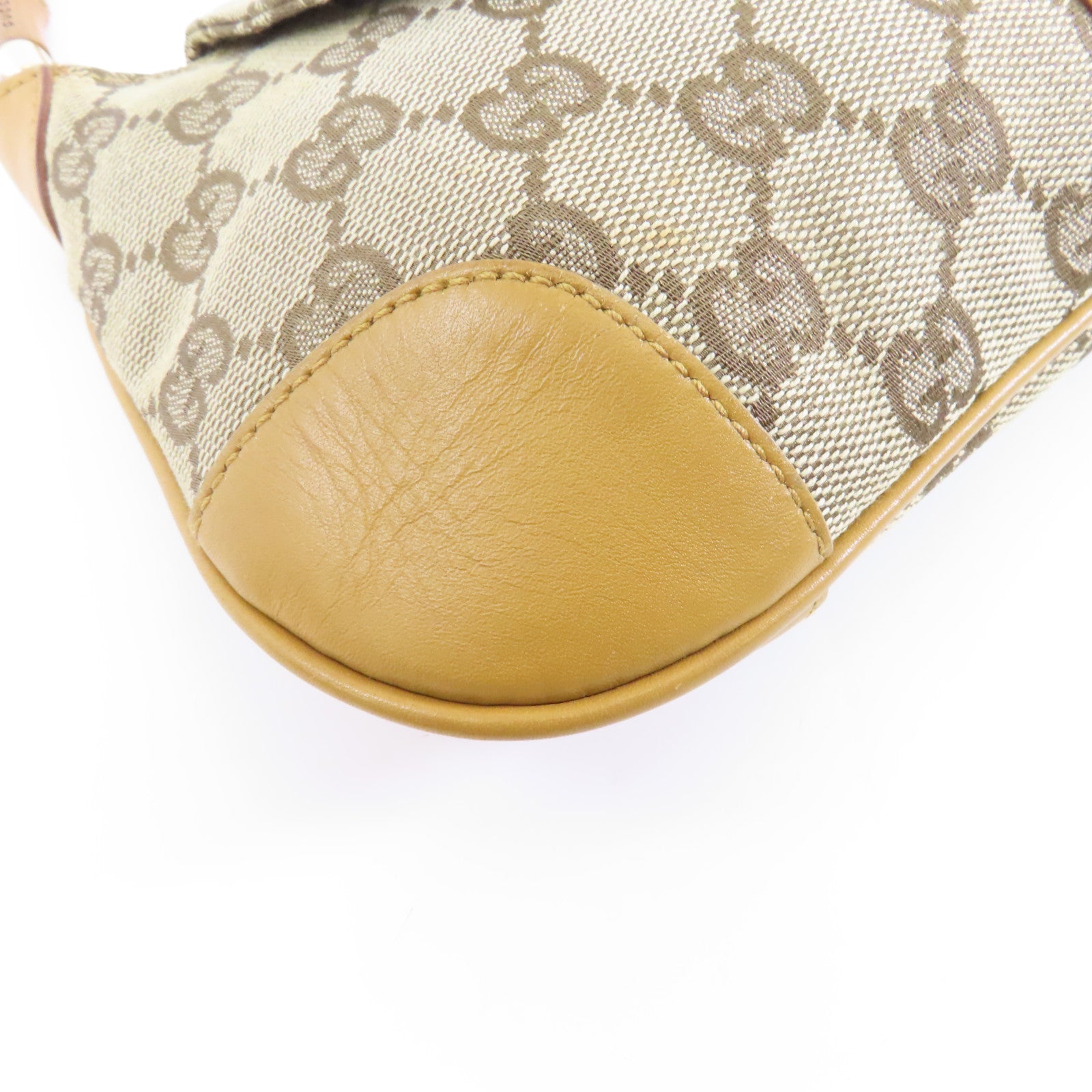 GUCCI 帆布Handbag銀扣手挽袋棕色