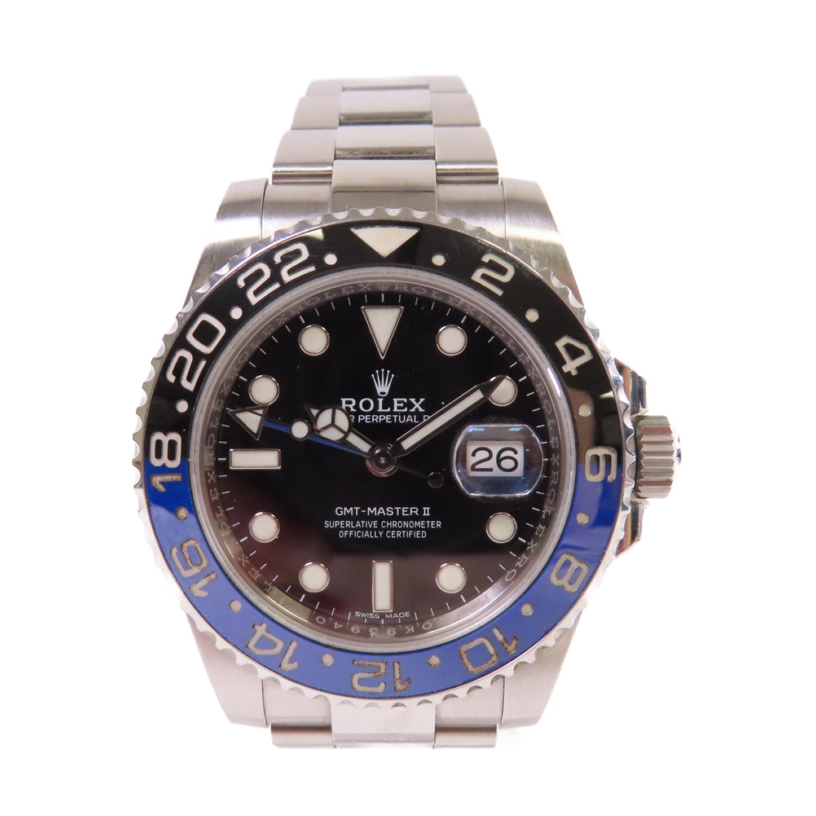 ROLEX GMT Master II Watch不鏽鋼自動機芯手錶黑色/藍色