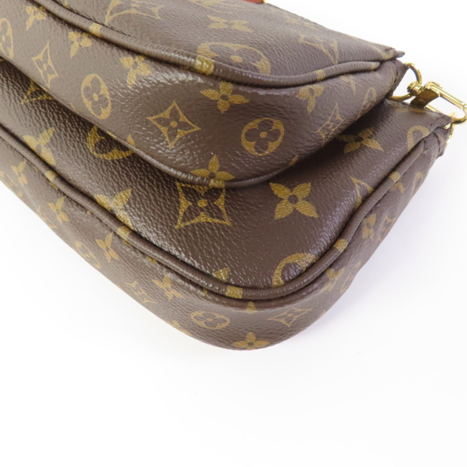 LOUIS VUITTON Monogram Multi Pochette Accessoires金扣手挽肩背兩用袋棕色