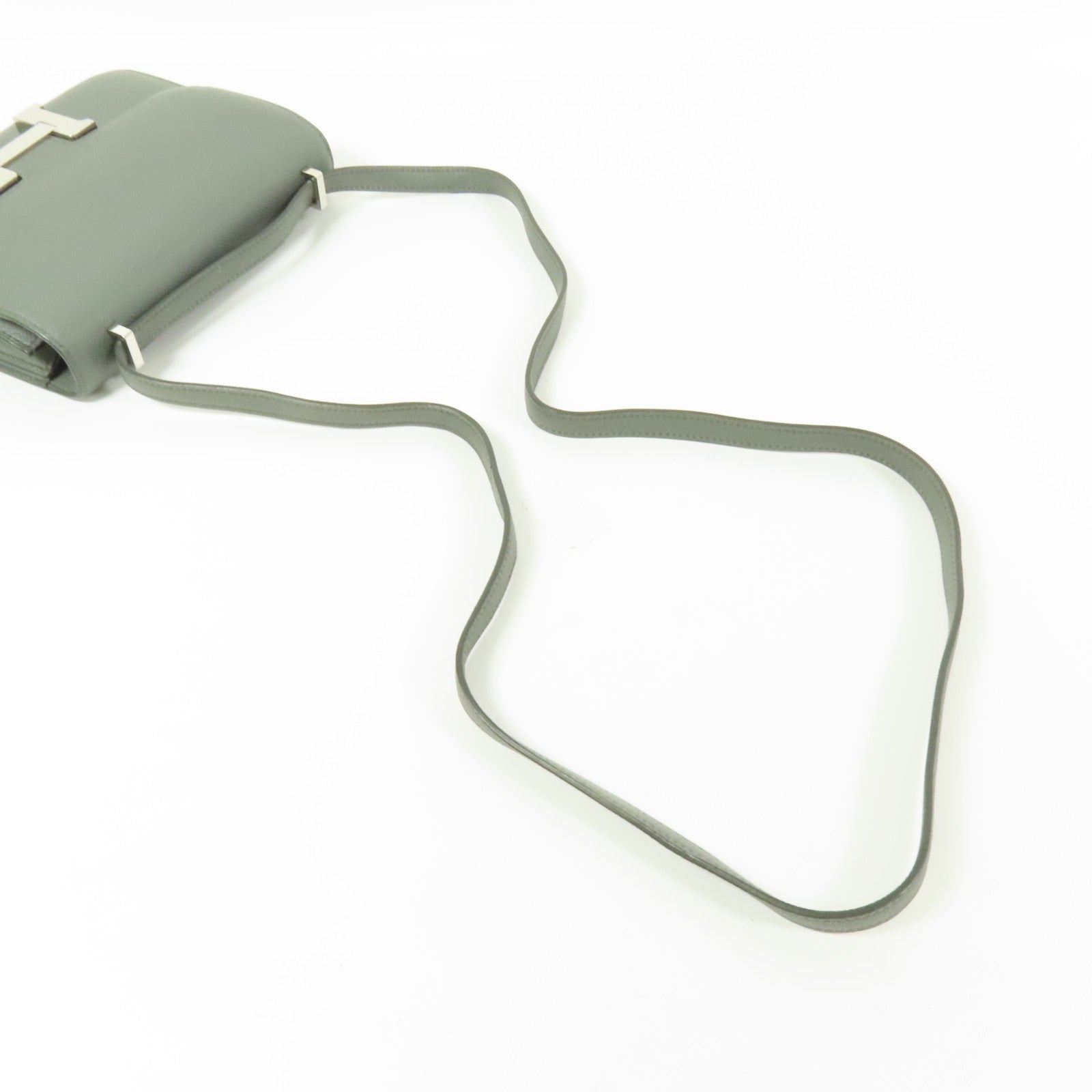 HERMES Epsom皮革Constance Mini銀扣肩背袋Vert Amande