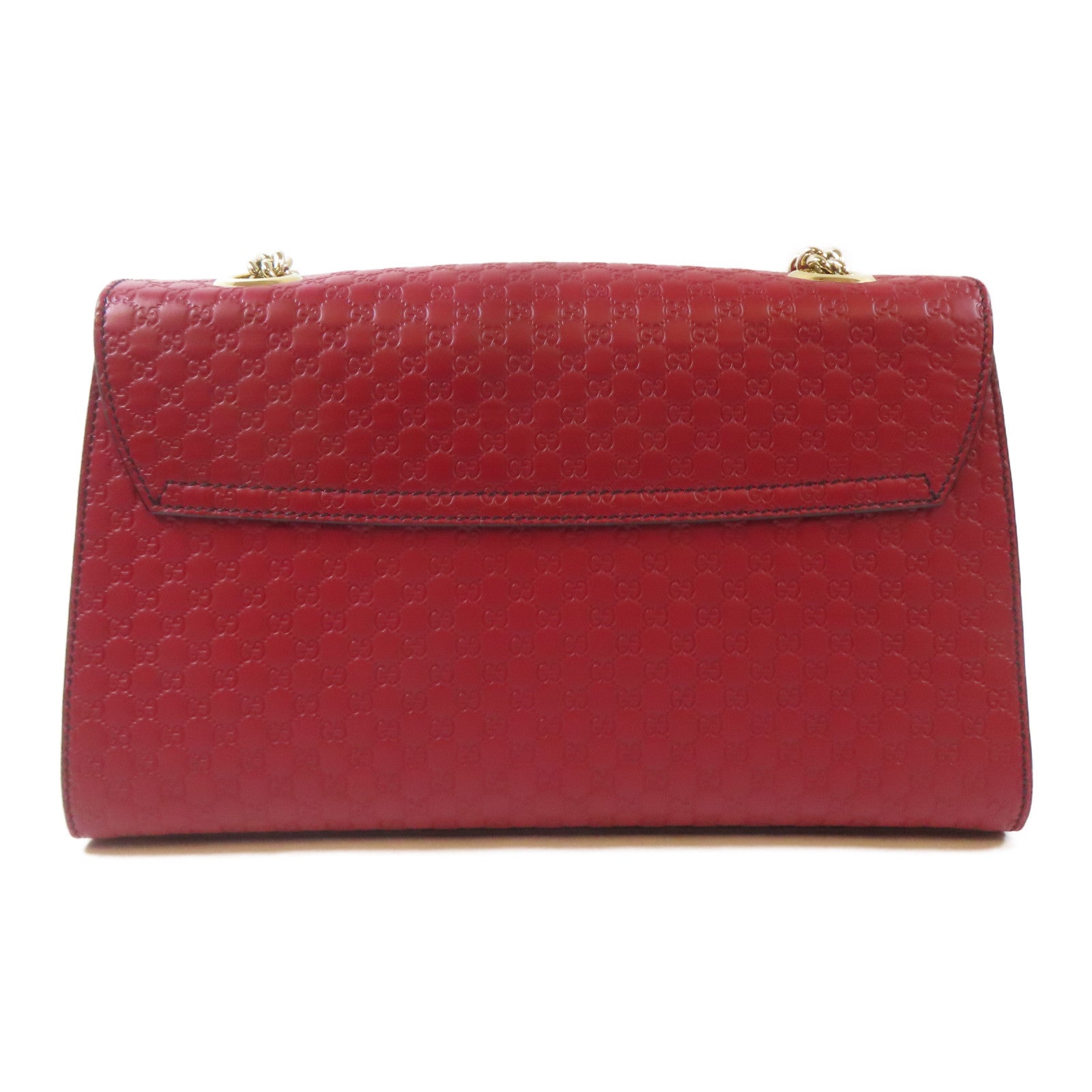 GUCCI 牛皮皮革Emily Medium金扣鏈帶肩背袋紅色