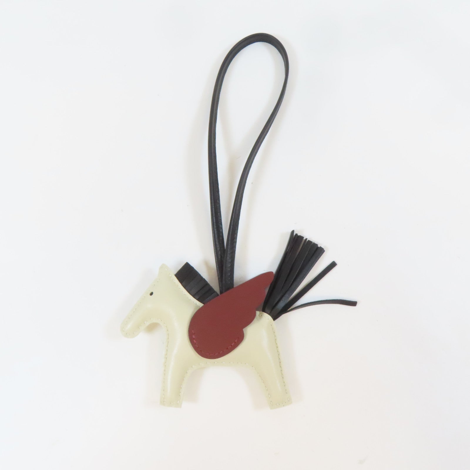 HERMES Swift皮革Rodeo Pegase PM掛飾Craie/白色/Noir/黑色/Rouge H/啡紅色