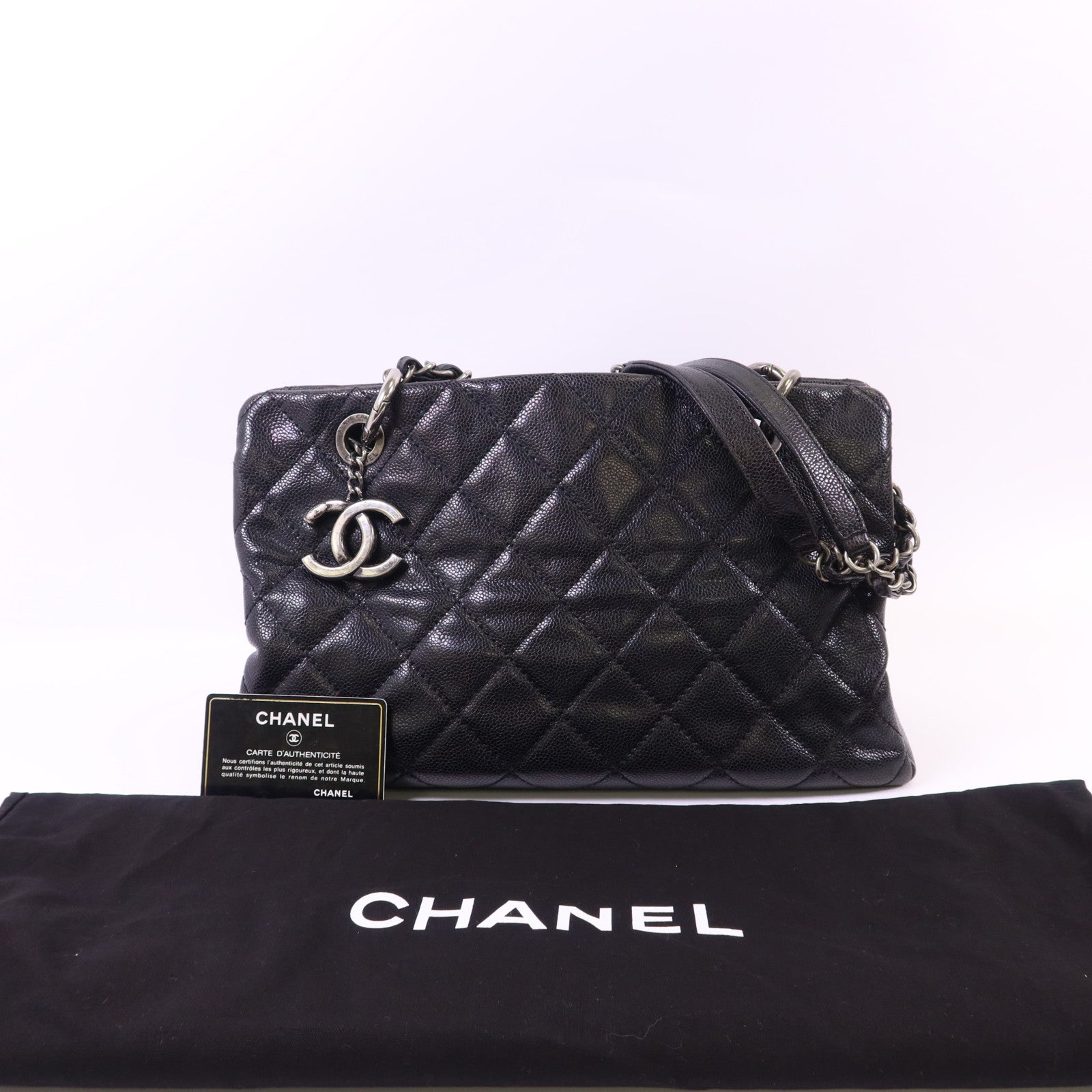CHANEL 牛皮皮革Chic Shopping Tote銀扣肩背袋