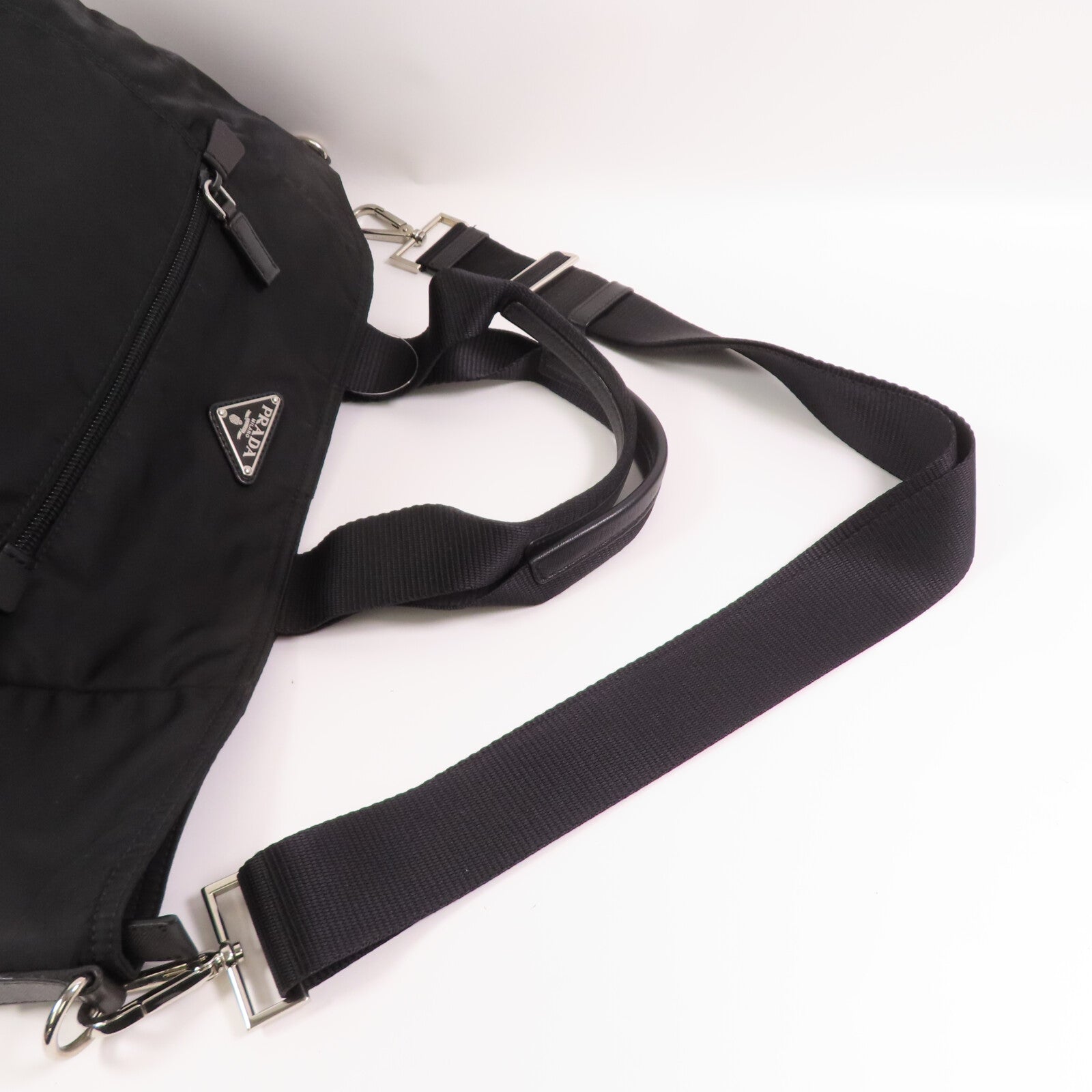 PRADA 尼龍2Way Shoulder Bag銀扣手挽肩背兩用袋