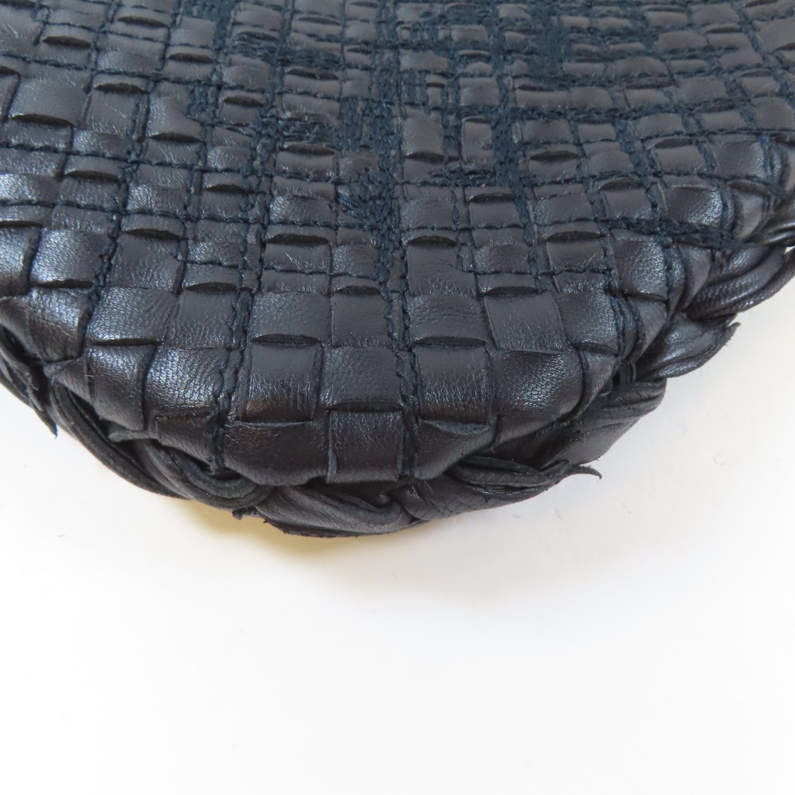 BOTTEGA VENETA 織紋牛皮皮革Hand Bag手挽袋黑色