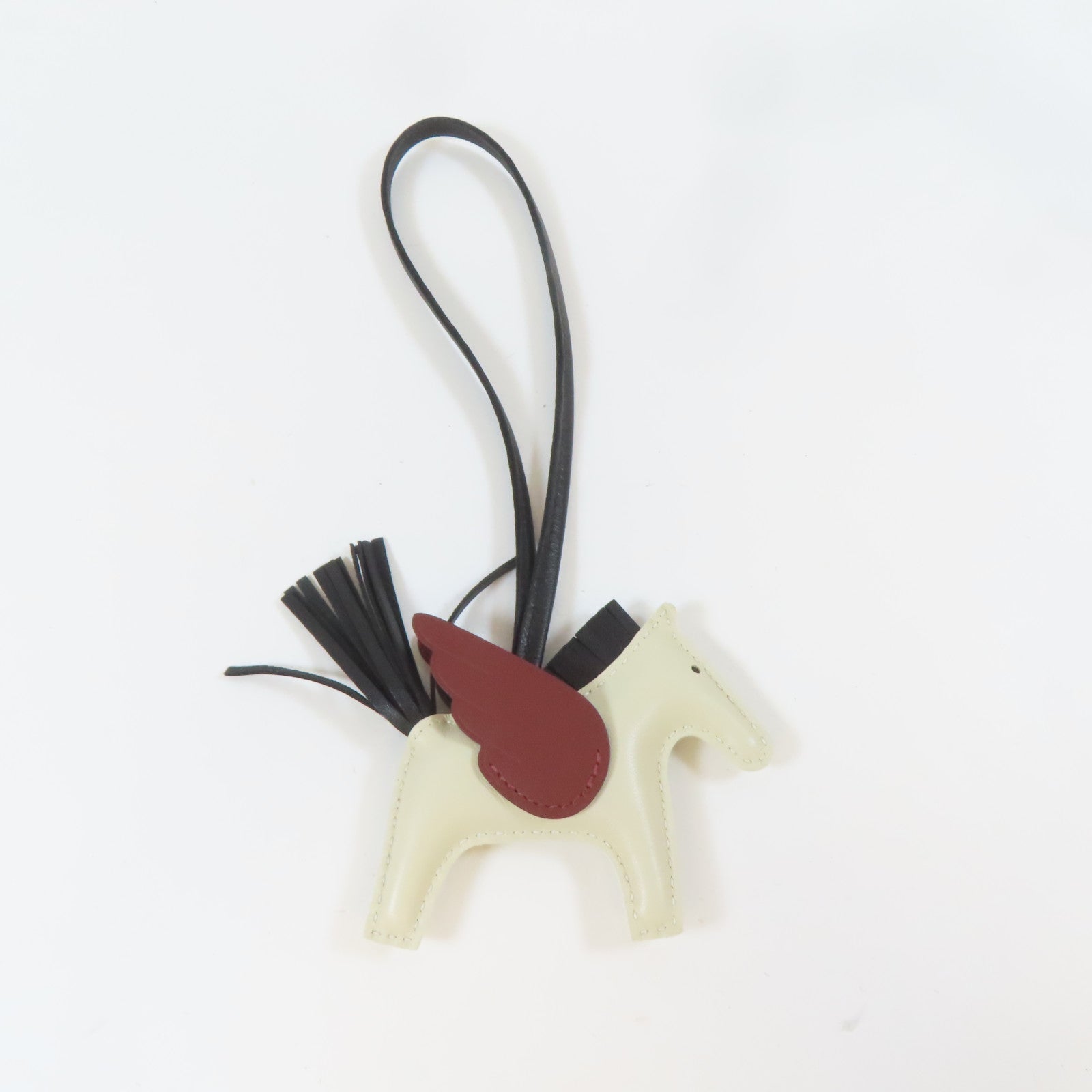 HERMES Swift皮革Rodeo Pegase PM掛飾Craie/白色/Noir/黑色/Rouge H/啡紅色