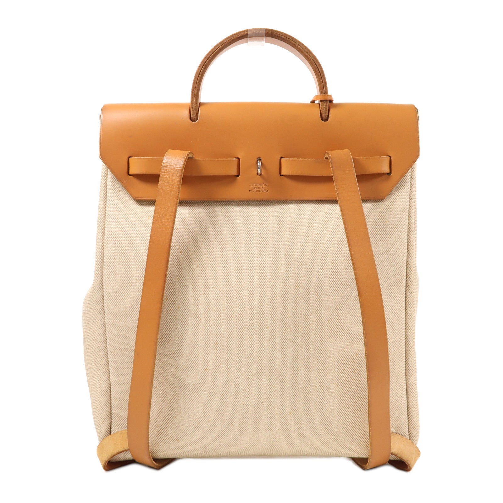 HERMES 皮革/帆布Herbag 2 In 1銀扣背包