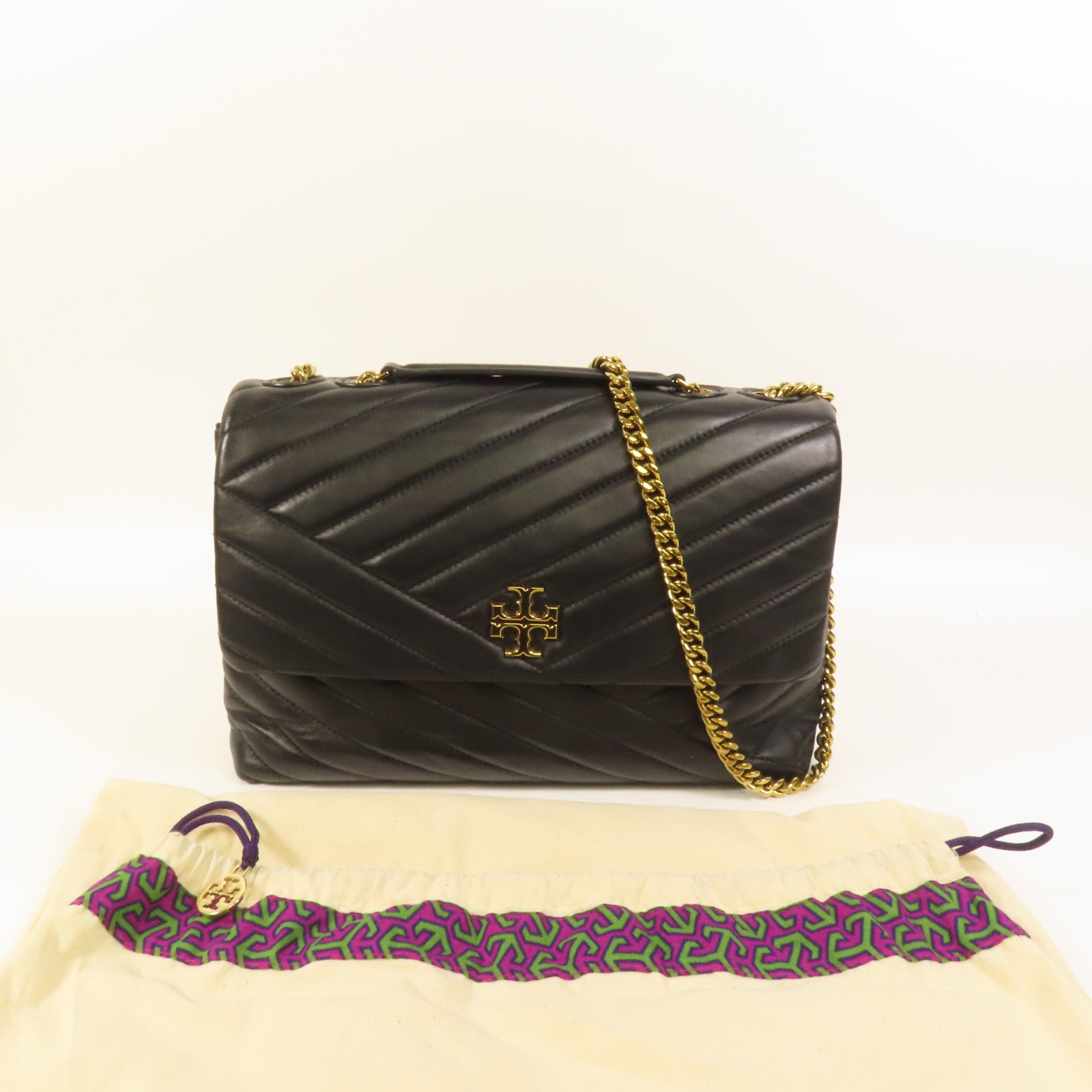 Tory Burch 羊皮皮革Kira Chevron金扣鏈帶肩背袋