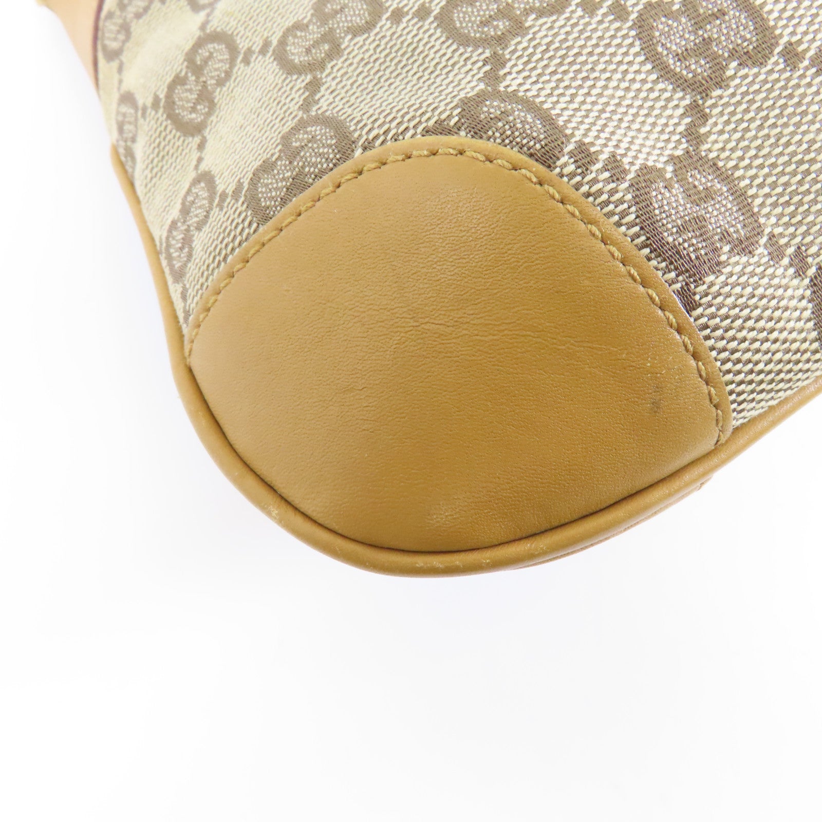 GUCCI 帆布Handbag銀扣手挽袋棕色