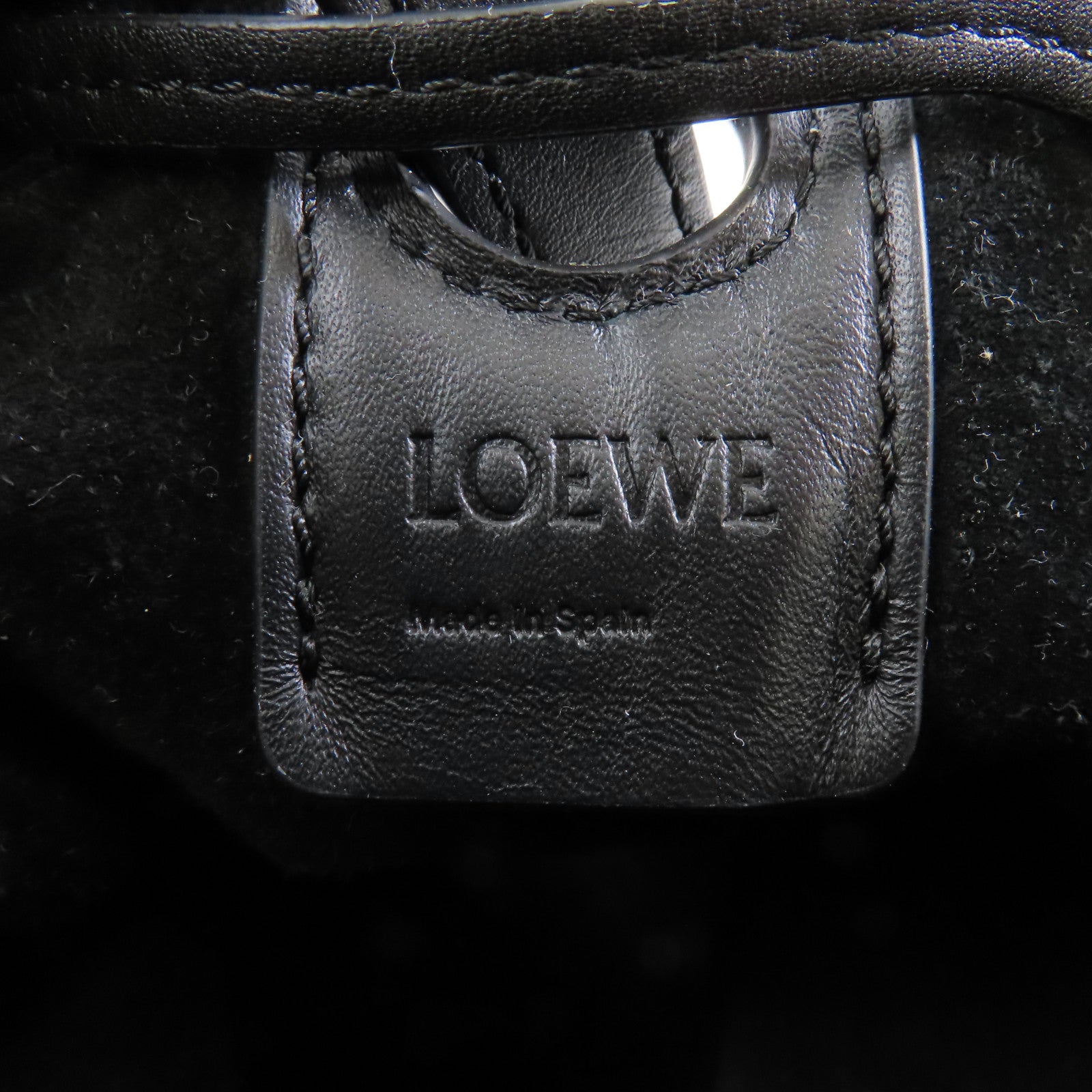 LOEWE 帆布/牛皮皮革Nano Balloon金扣手挽肩背兩用袋黑色