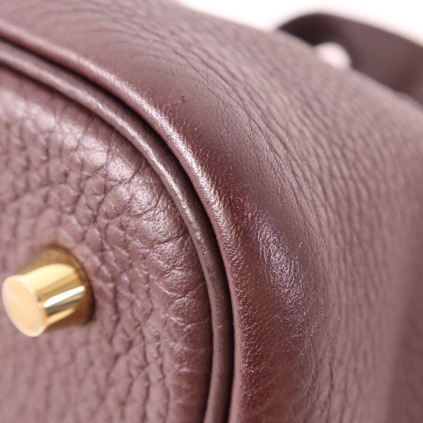 HERMES Clemence皮革Picotin MM金扣手挽袋Rouge Sellier