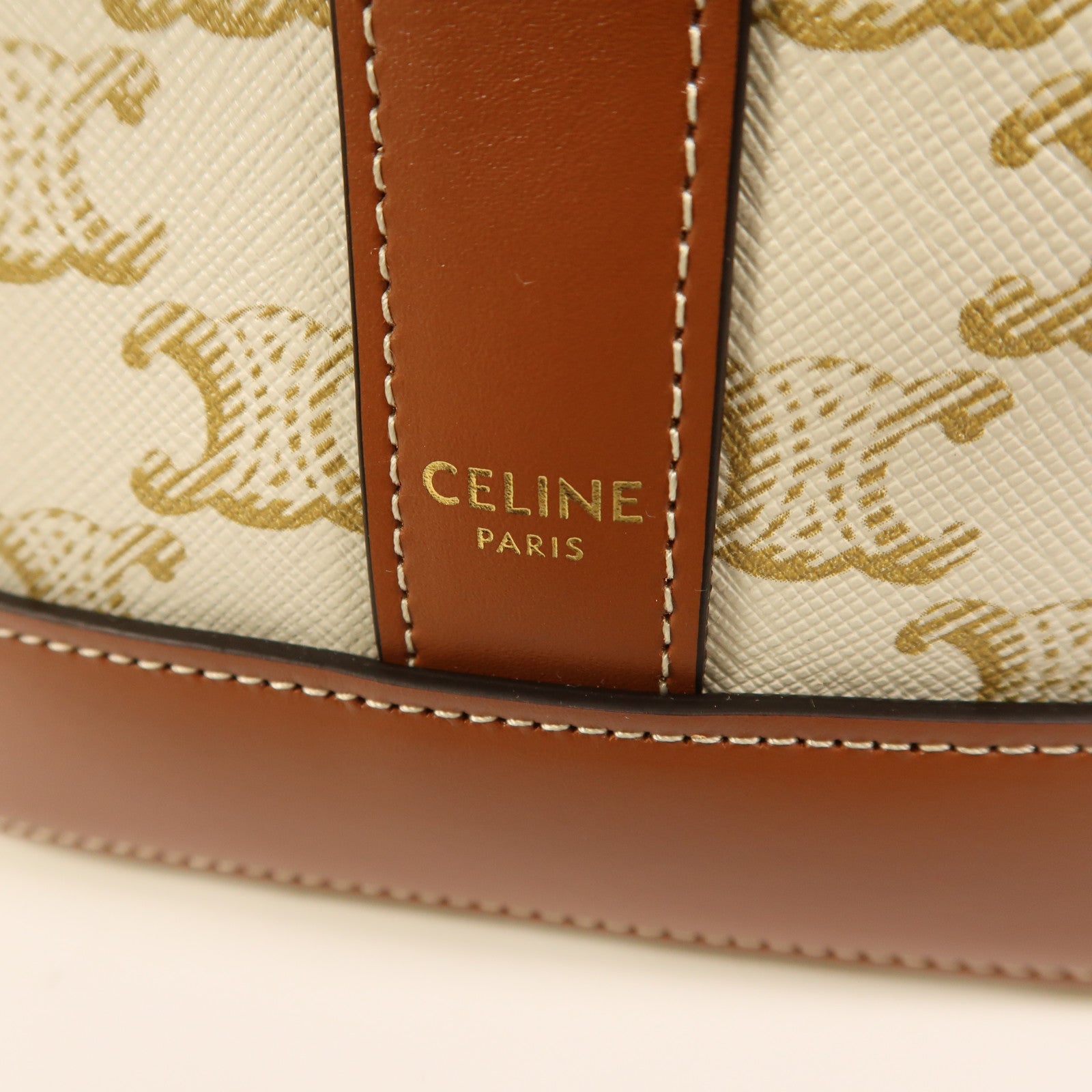 CELINE 塗層帆布Triomphe Bucket金扣肩背袋