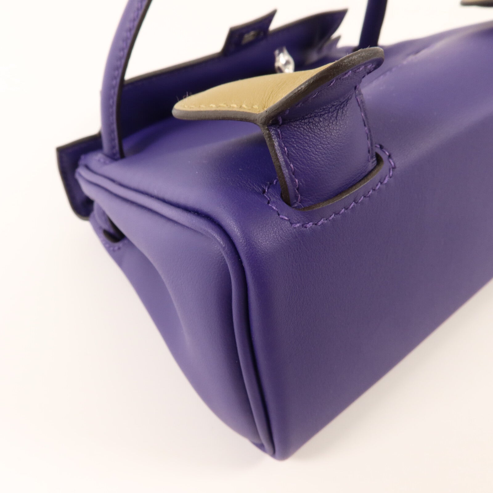 HERMES Swift皮革Kelly Doll手挽袋Purple/Dune