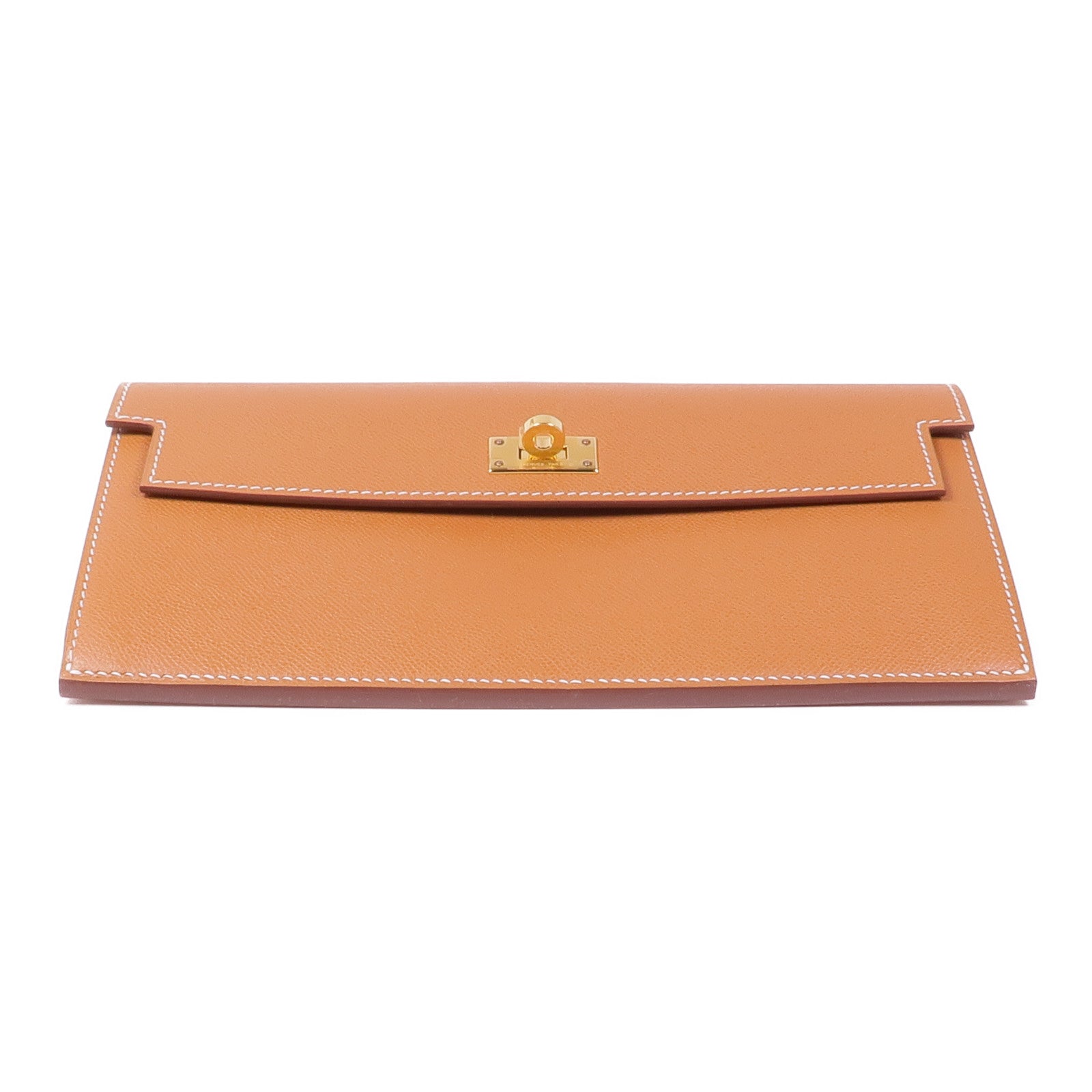 HERMES 【激減優惠】Epsom皮革Kelly Pocket Long Wallet金扣長錢包37 Gold