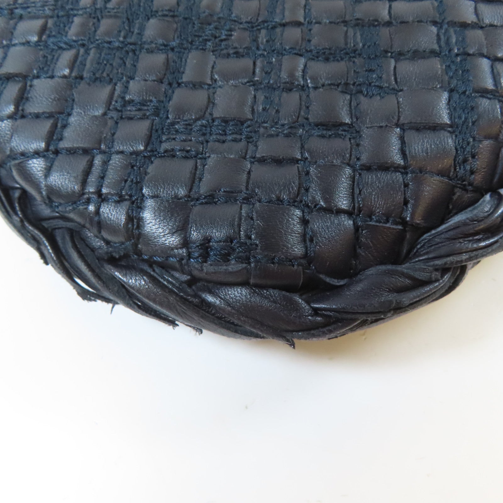 BOTTEGA VENETA 織紋牛皮皮革Hand Bag手挽袋黑色