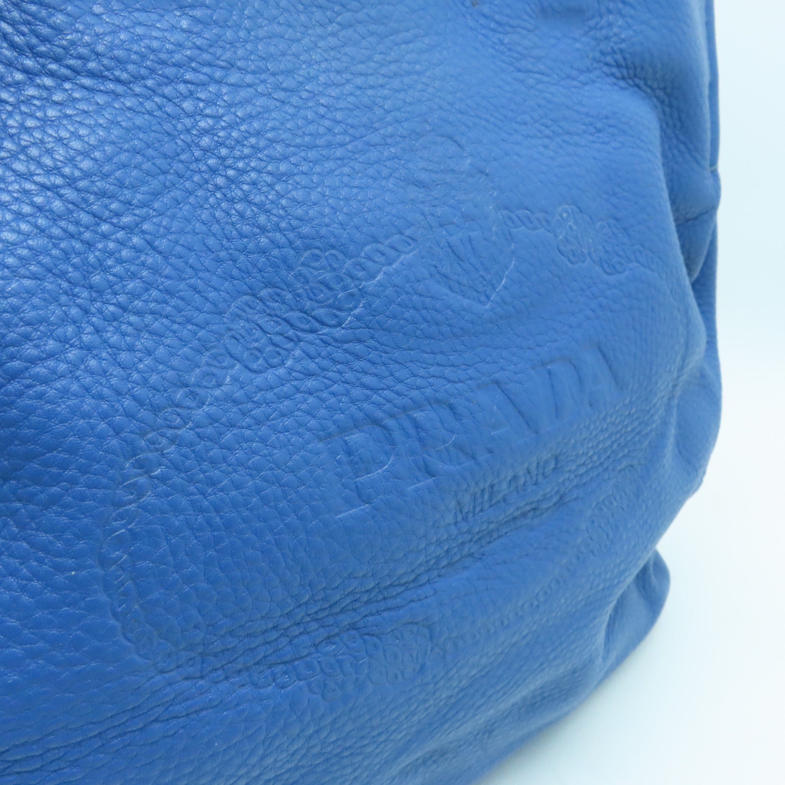 PRADA cowhide leather Shoulder Bag gold buckle handle shoulder bag blue