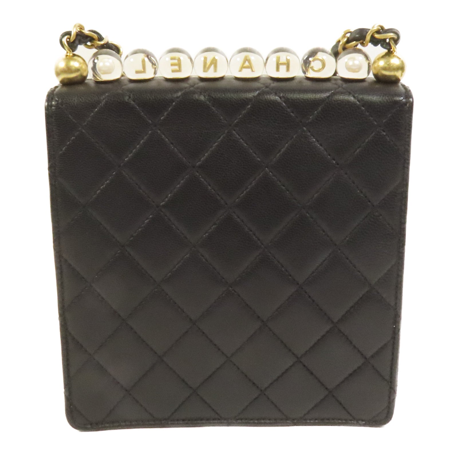 CHANEL 羊皮皮革Matelasse Pearl金扣鏈帶肩背袋