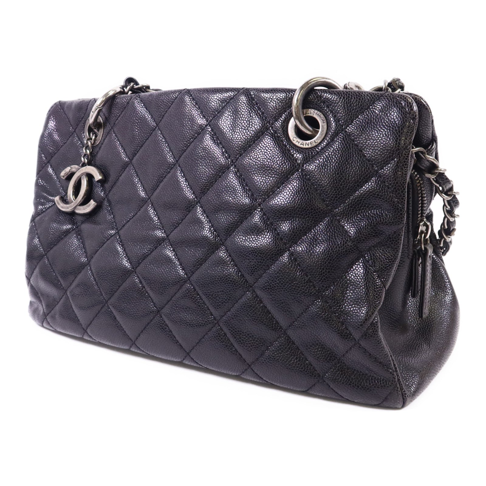 CHANEL 牛皮皮革Chic Shopping Tote銀扣肩背袋