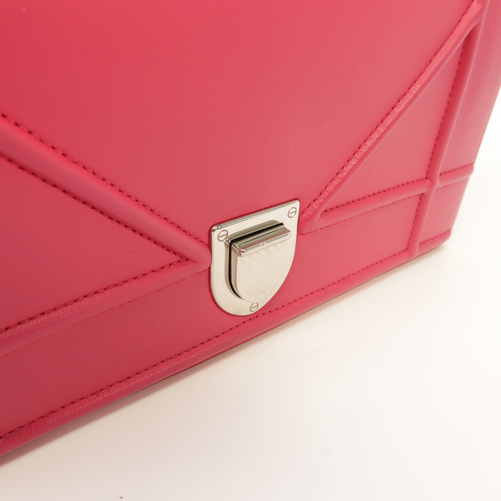 Dior 羊皮皮革Diorama Mini Chain Shoulder Bag銀扣鏈帶肩背袋粉紅色