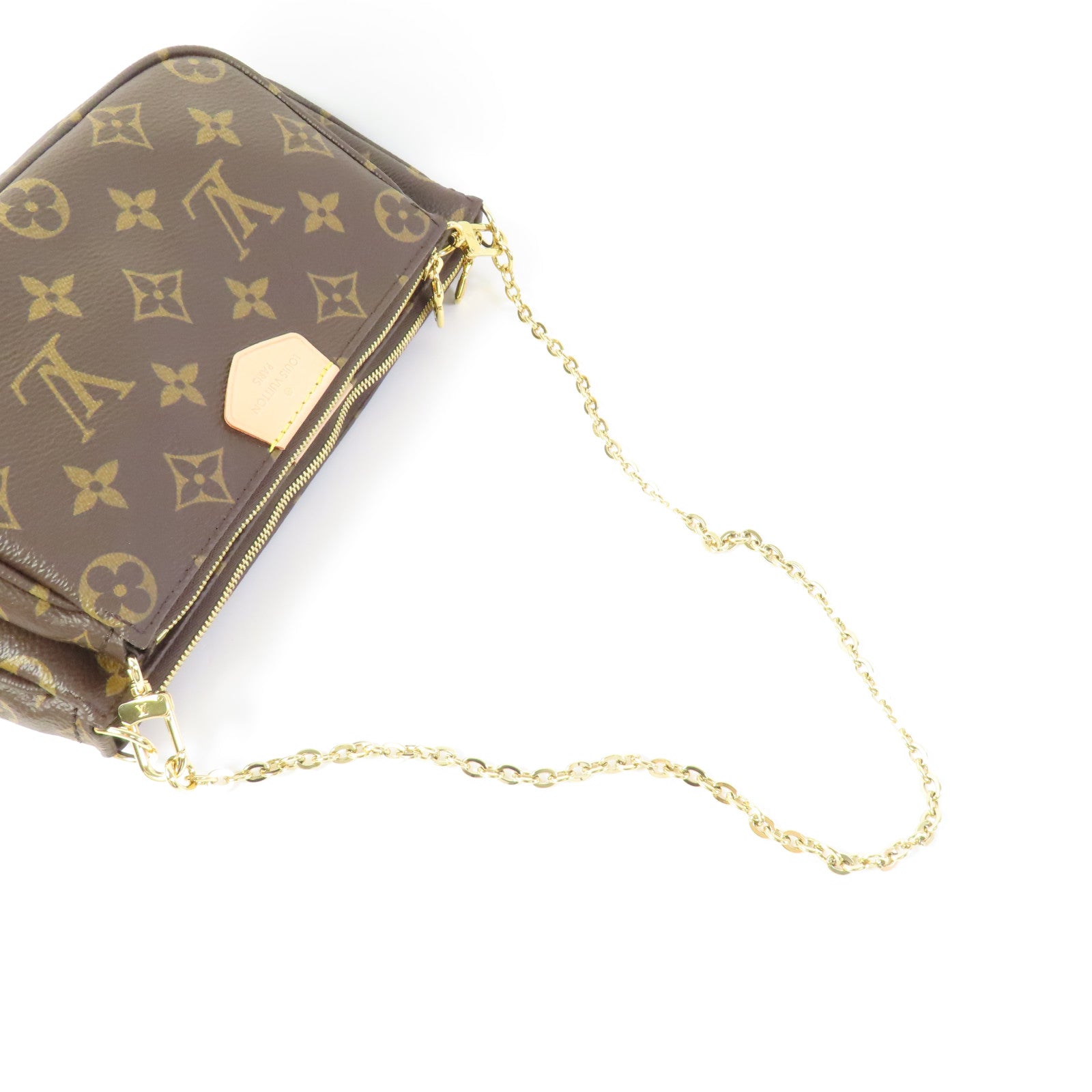 LOUIS VUITTON Monogram Multi Pochette Accessoires金扣手挽肩背兩用袋棕色