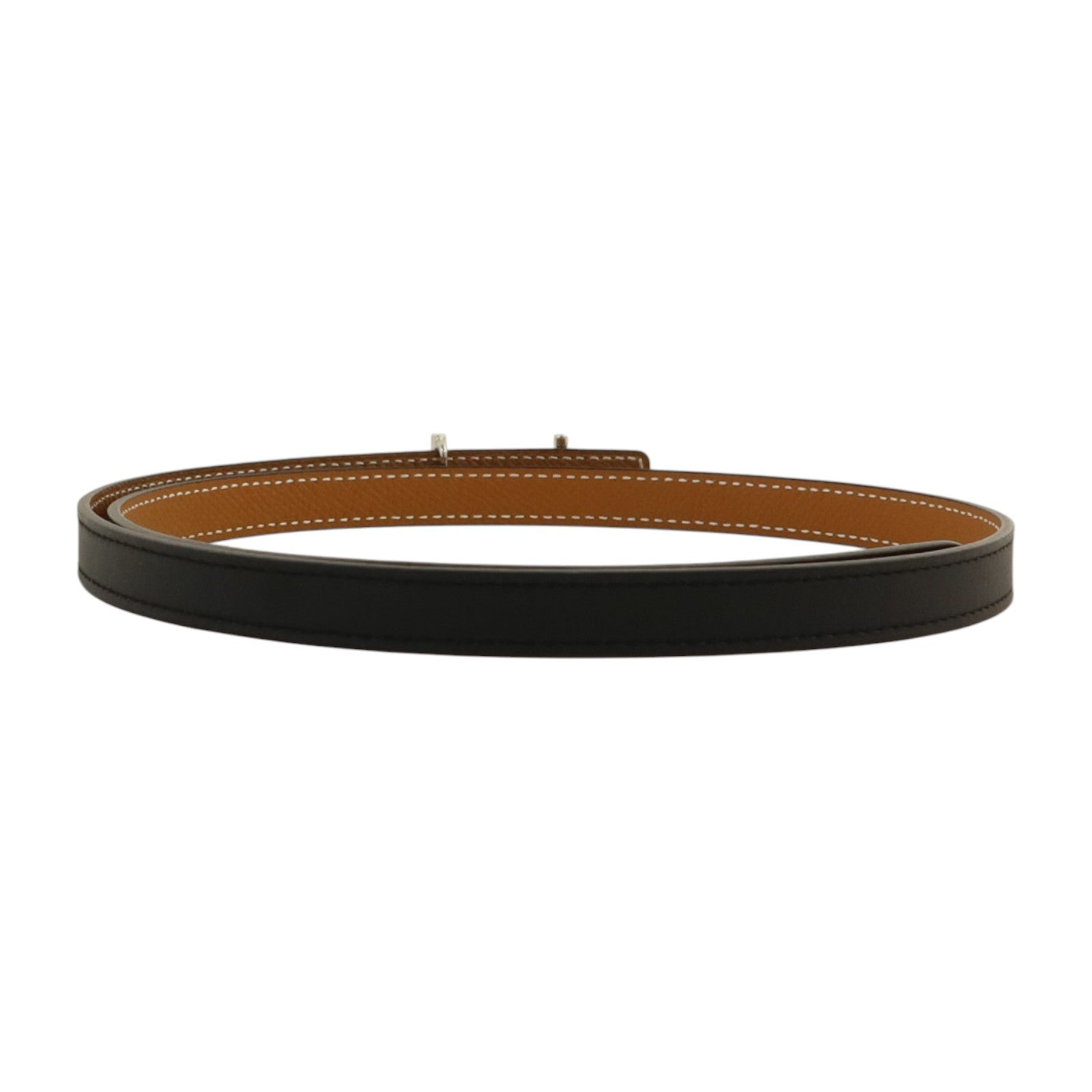 HERMES Epsom皮革/Swift皮革Ancre Belt 75cm銀扣皮帶Noir