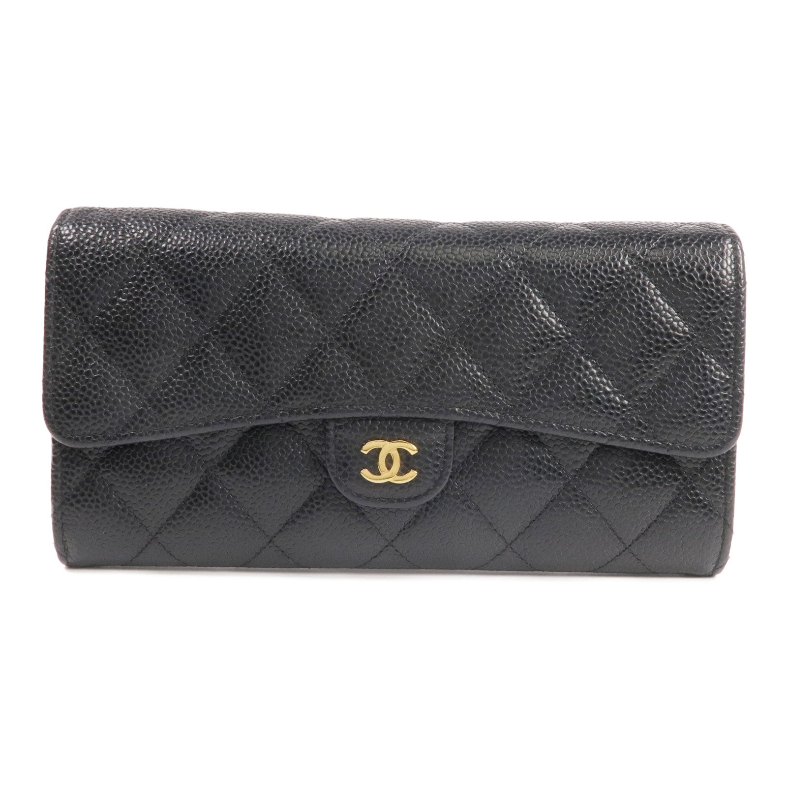 CHANEL 牛皮皮革Long Wallet金扣長錢包