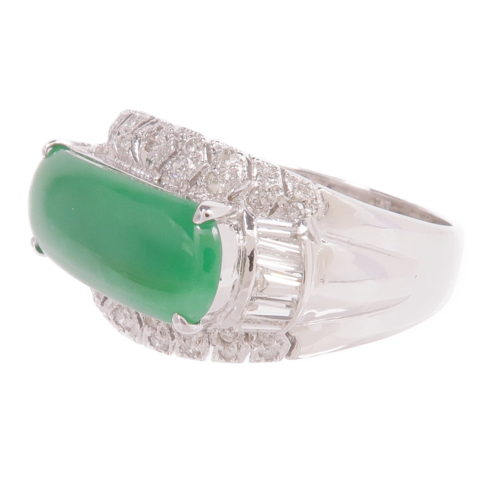 JEWELRY 18K白金Jade Diamond Ring翡翠/鑽石戒指US#6.5