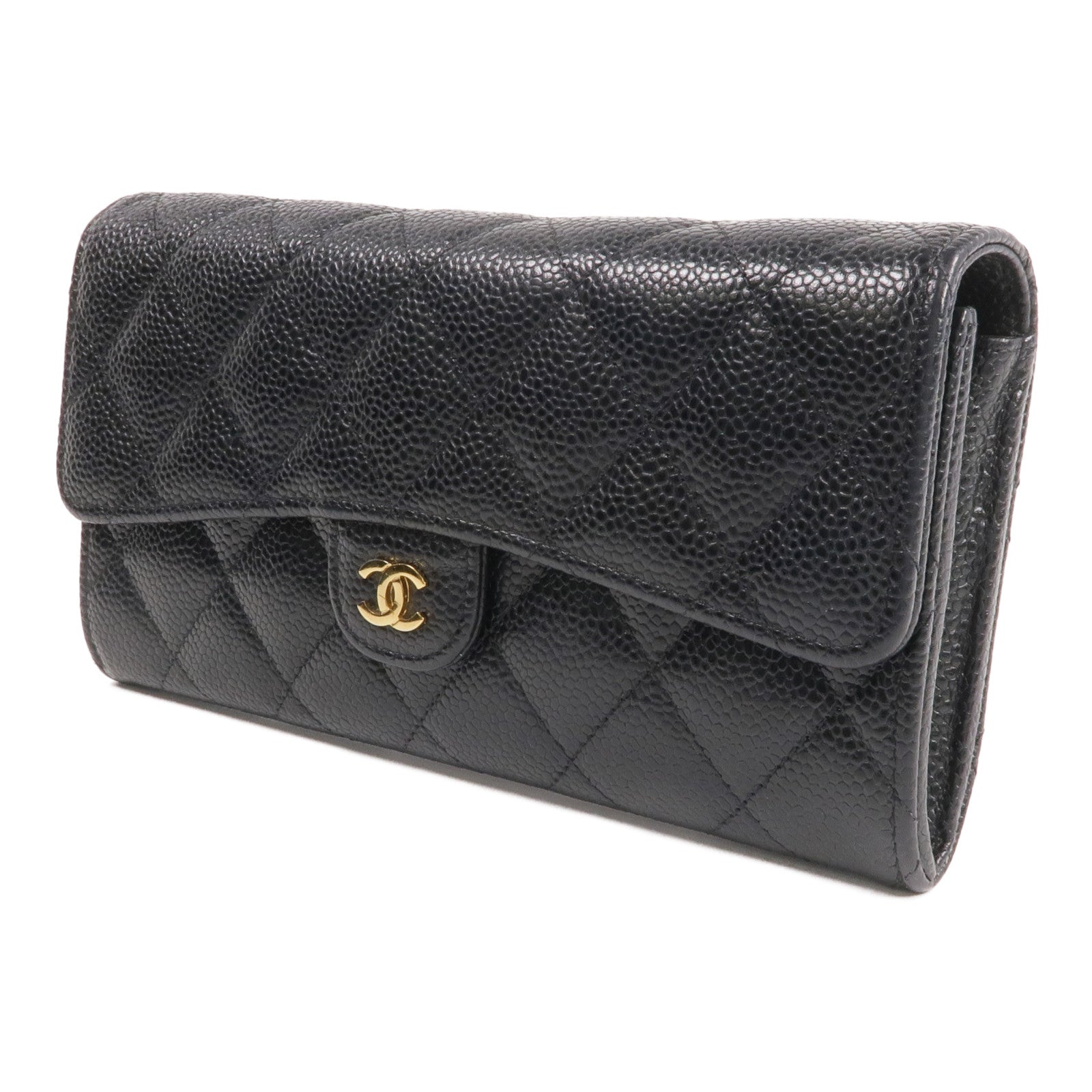 CHANEL 牛皮皮革Long Wallet金扣長錢包