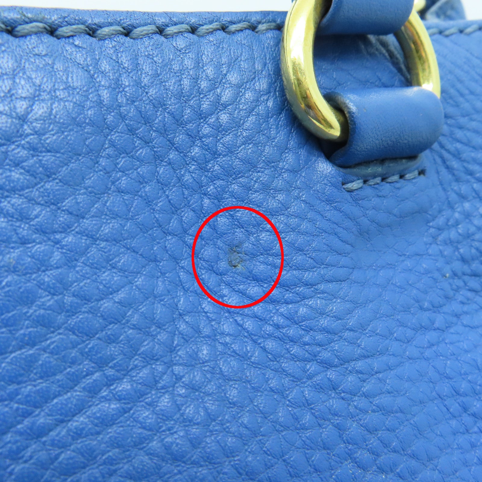 PRADA cowhide leather Shoulder Bag gold buckle handle shoulder bag blue
