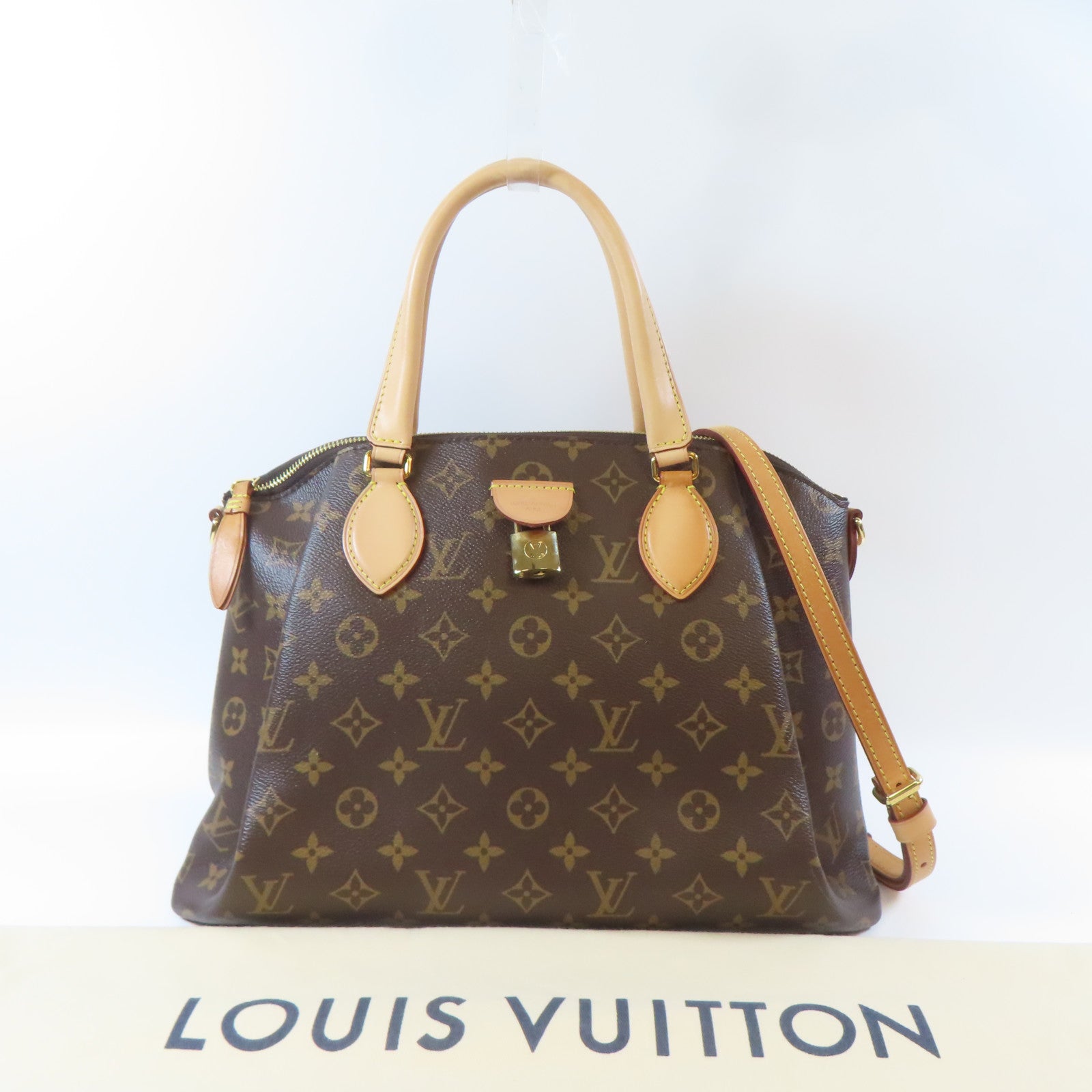 LOUIS VUITTON Monogram Rivoli MM 2 Way Shoulder金扣手挽肩背兩用袋啡色