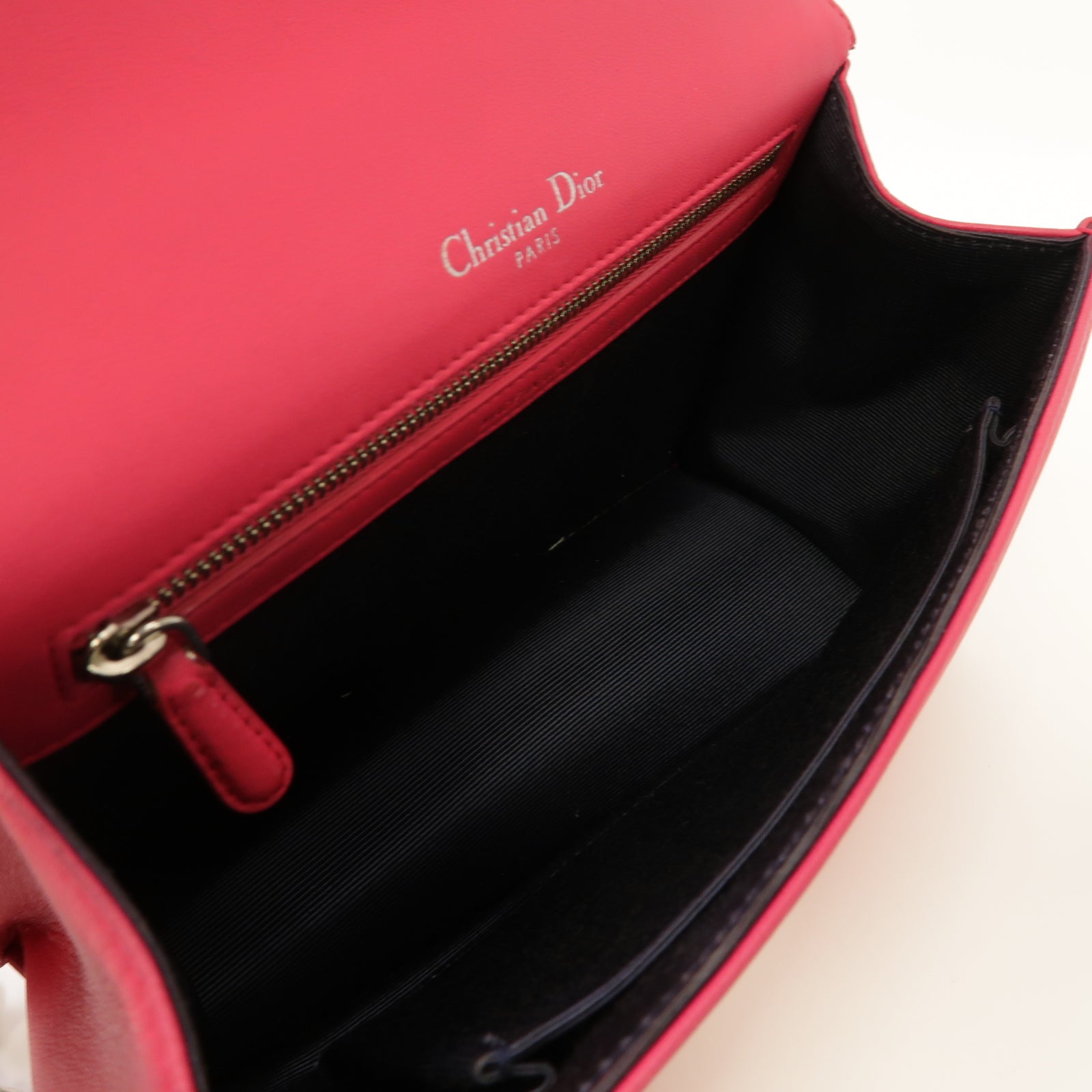 Dior 羊皮皮革Diorama Mini Chain Shoulder Bag銀扣鏈帶肩背袋粉紅色