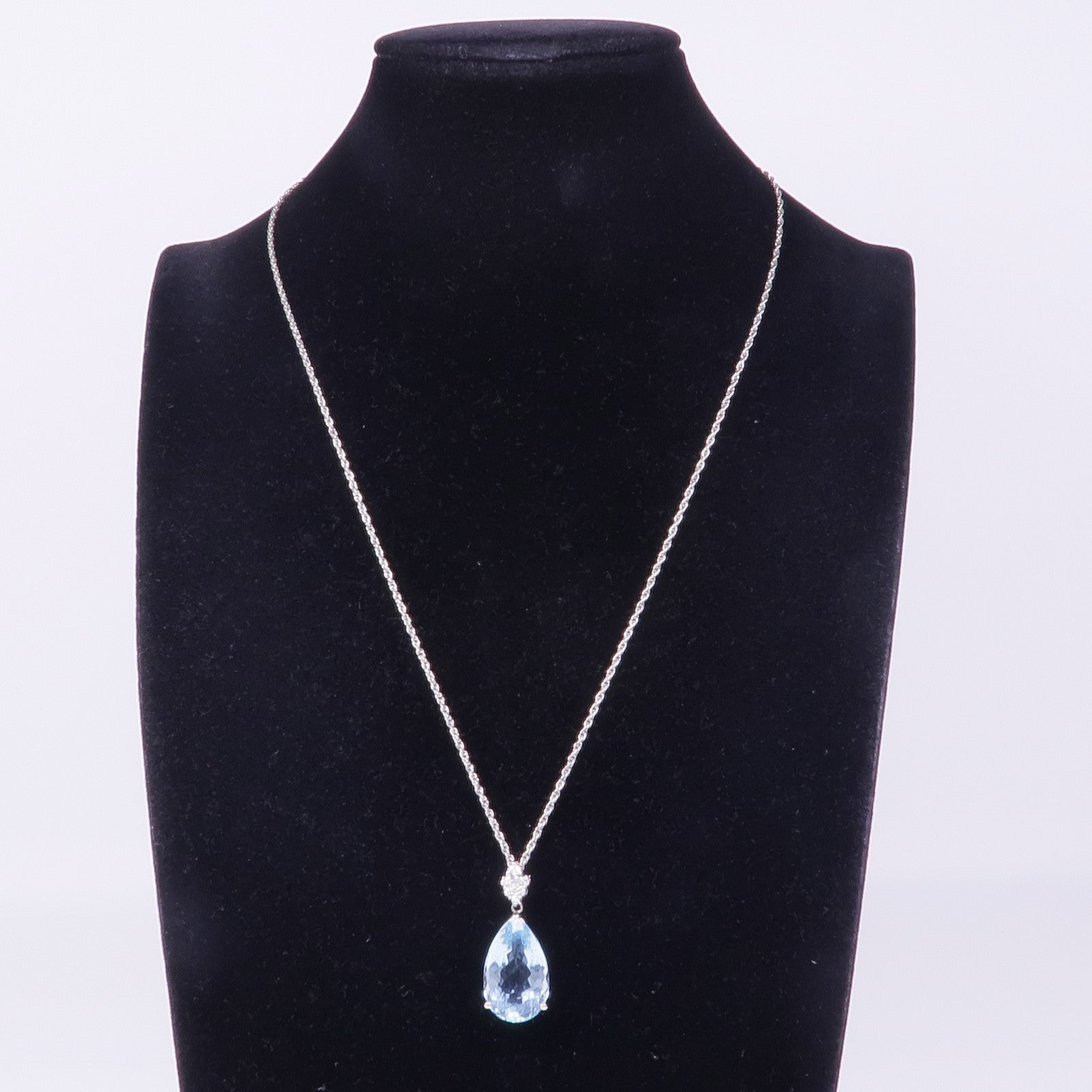 JEWELRY PT900/PT850鉑金Aquamarine Diamond Necklace藍晶鑽石項鍊