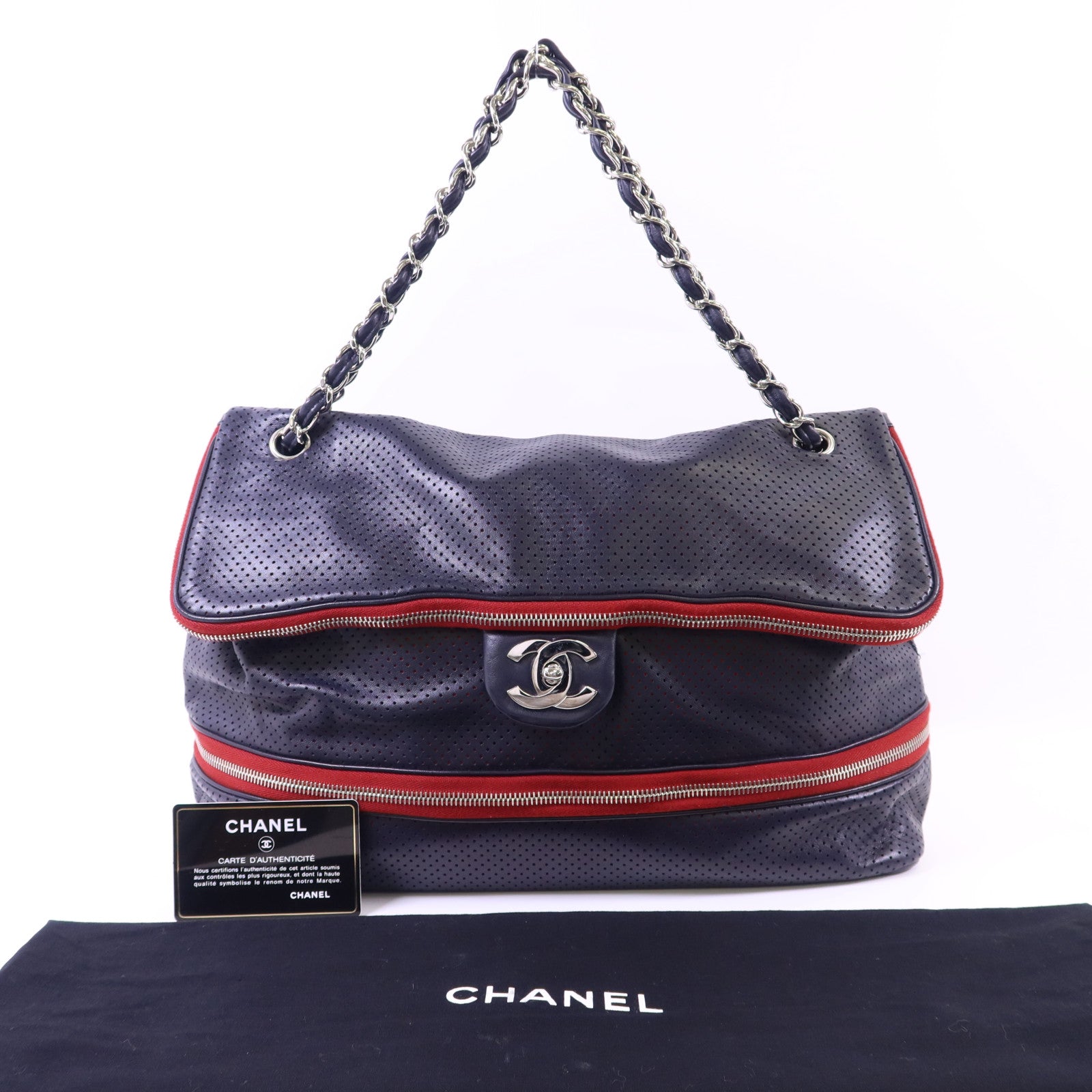 CHANEL 羊皮皮革Shoulder Bag銀扣鏈帶肩背袋