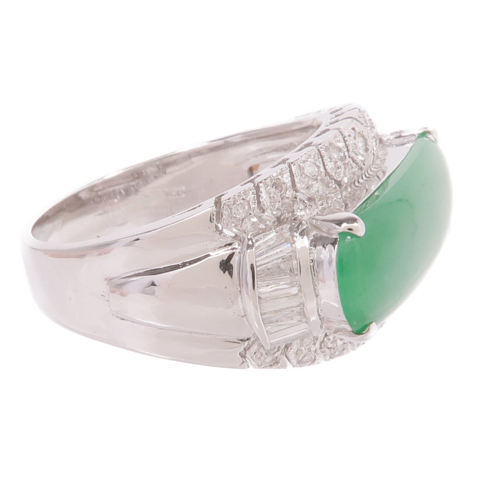 JEWELRY 18K白金Jade Diamond Ring翡翠/鑽石戒指US#6.5