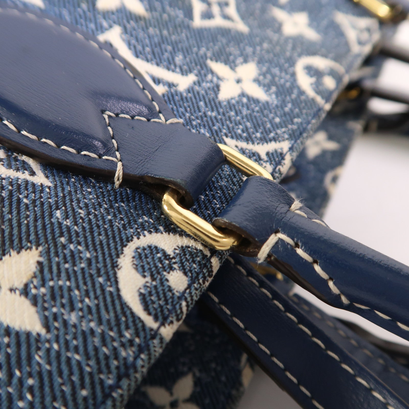 LOUIS VUITTON Monogram Denim On The Go MM金扣手挽肩背兩用袋