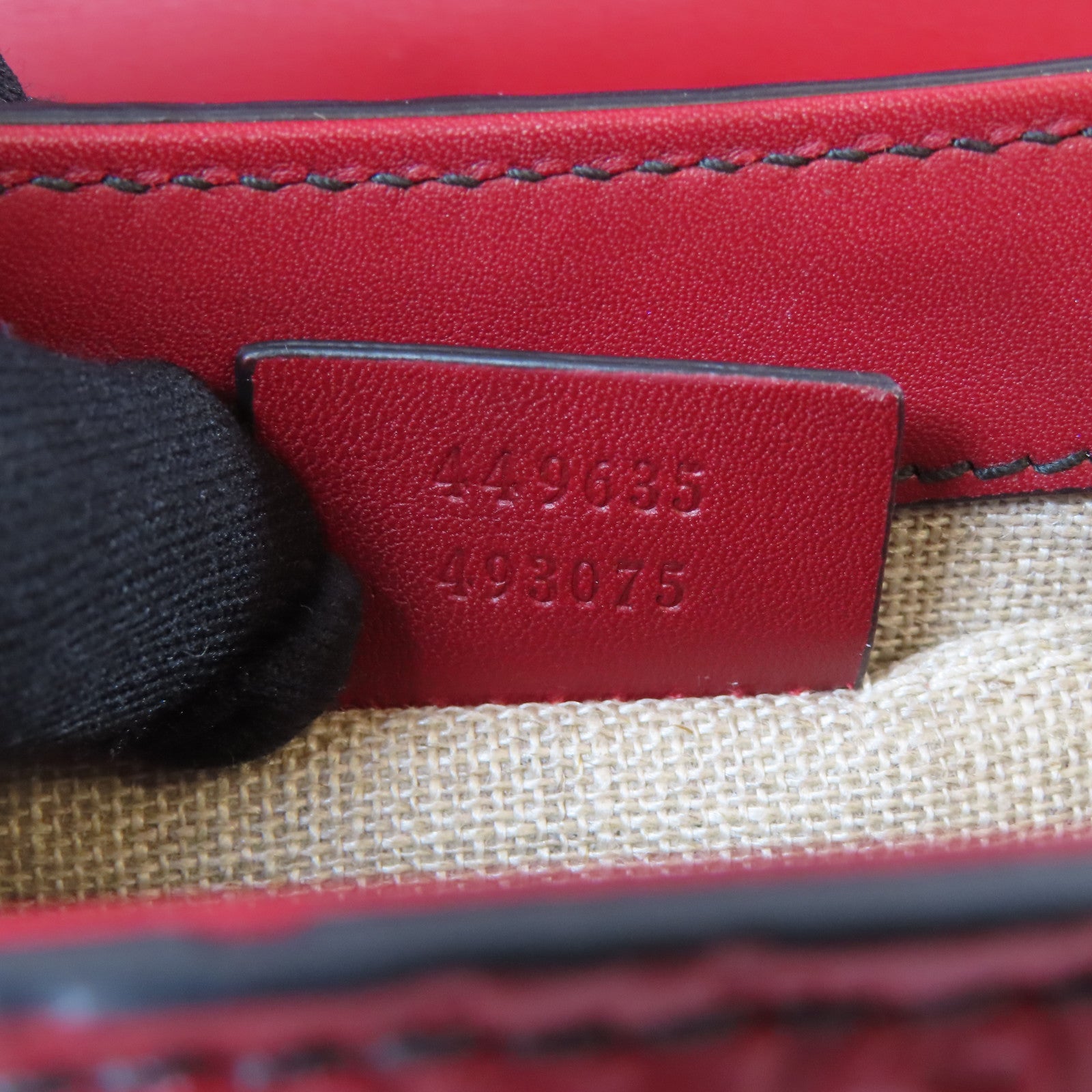 GUCCI 牛皮皮革Emily Medium金扣鏈帶肩背袋紅色